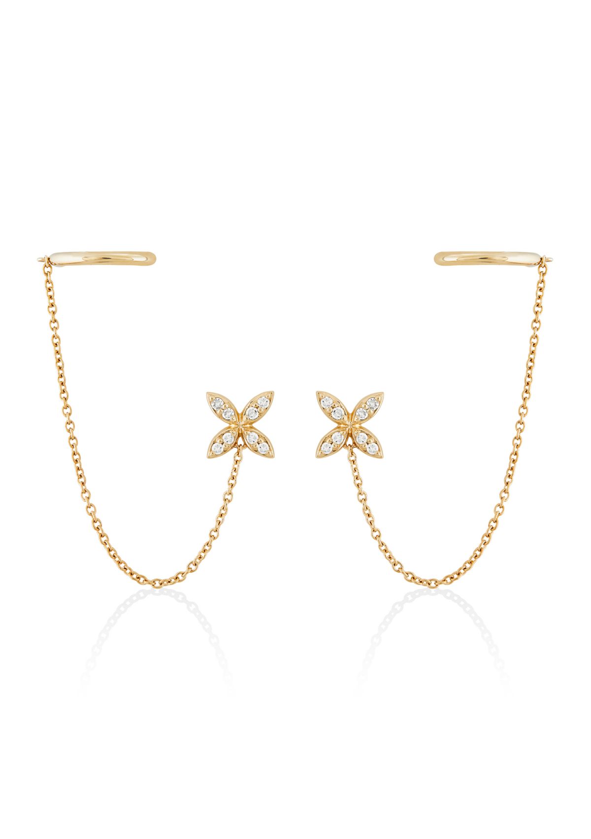 1/10 ct. t.w. Diamond Cuff  Earrings in 14K Yellow Gold