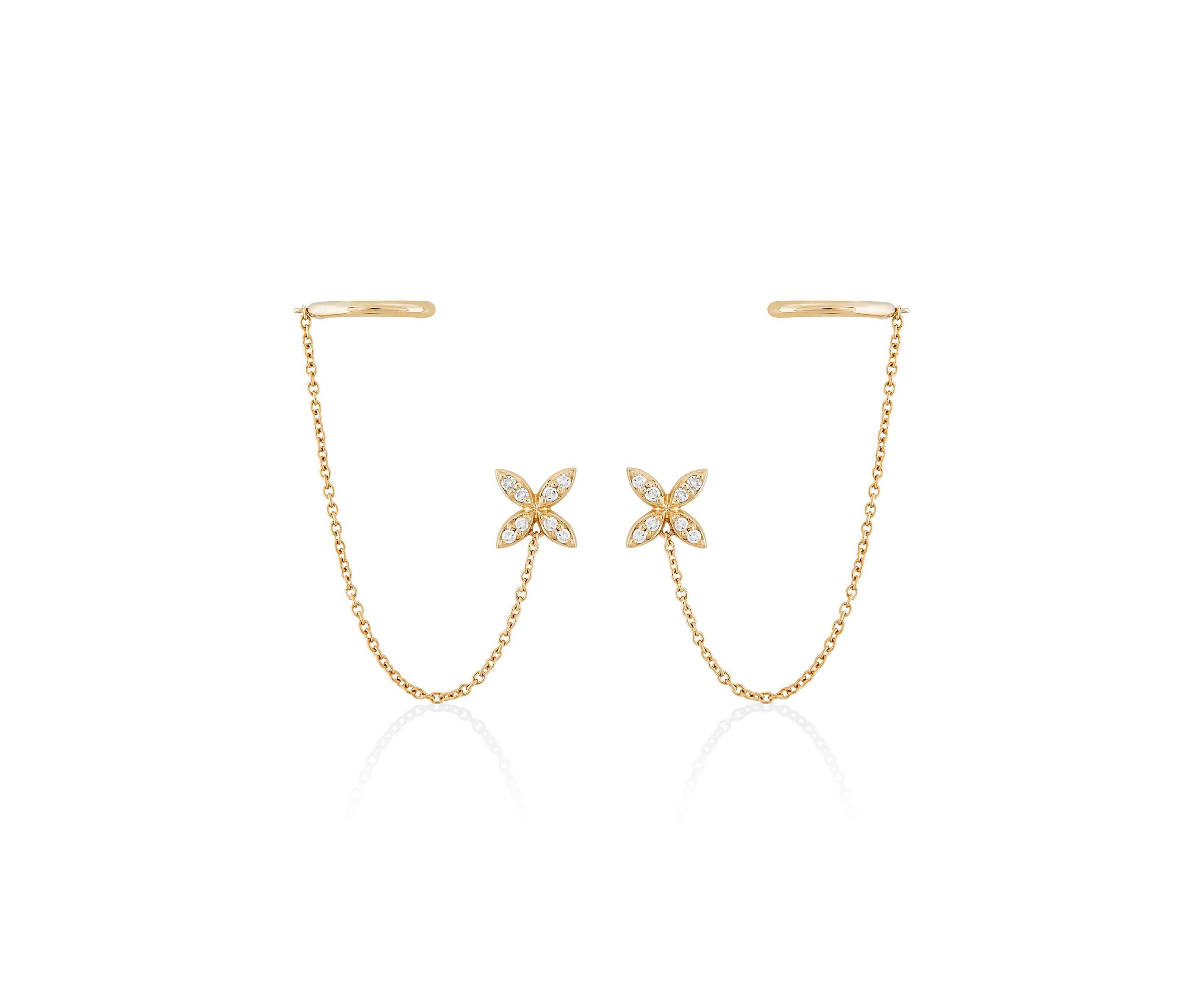 1/10 ct. t.w. Diamond Cuff  Earrings in 14K Yellow Gold