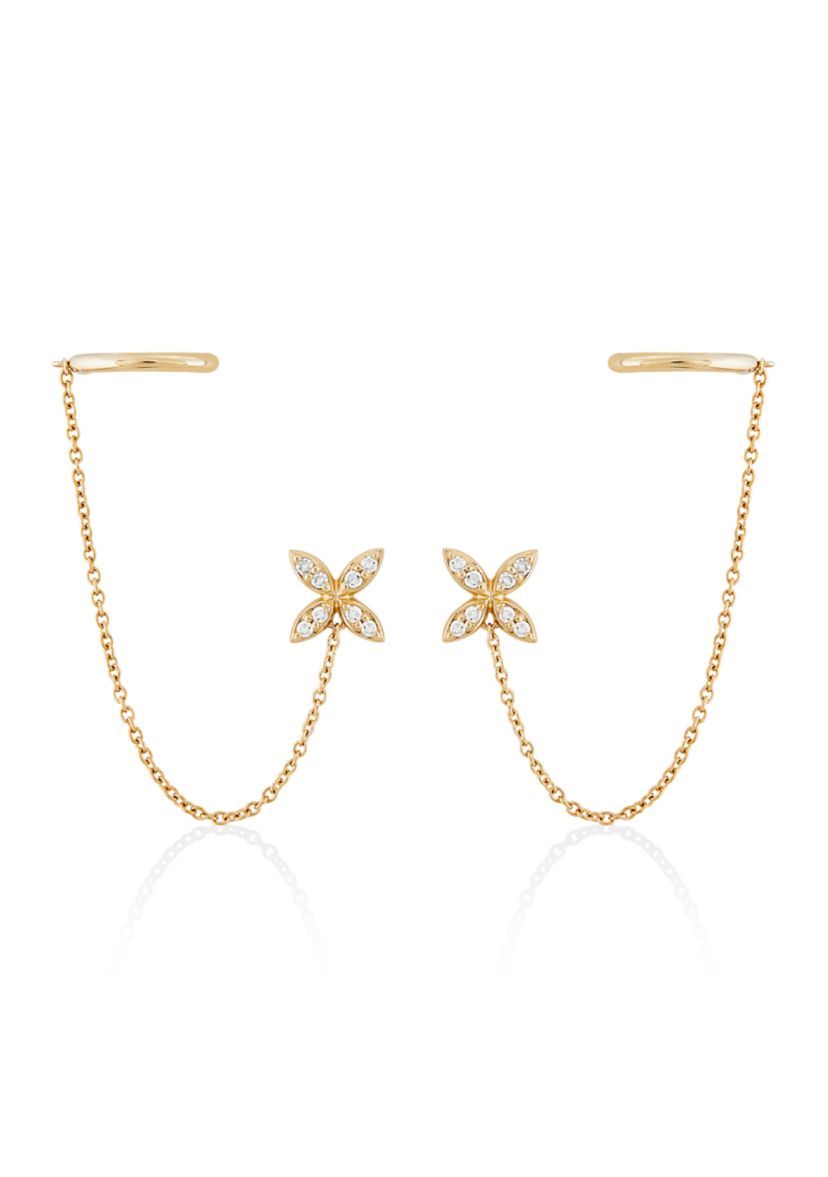1/10 ct. t.w. Diamond Cuff  Earrings in 14K Yellow Gold