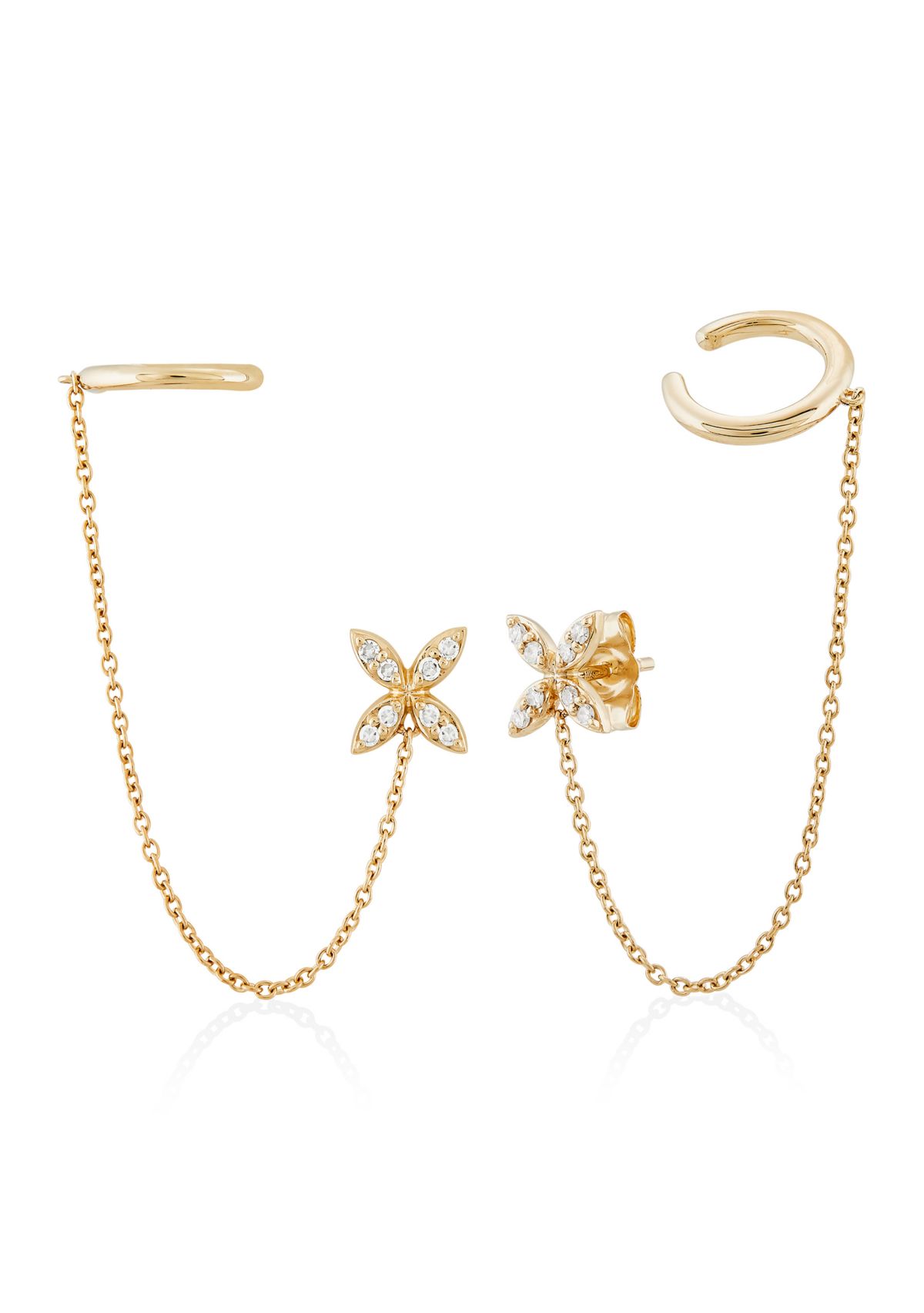 1/10 ct. t.w. Diamond Cuff  Earrings in 14K Yellow Gold