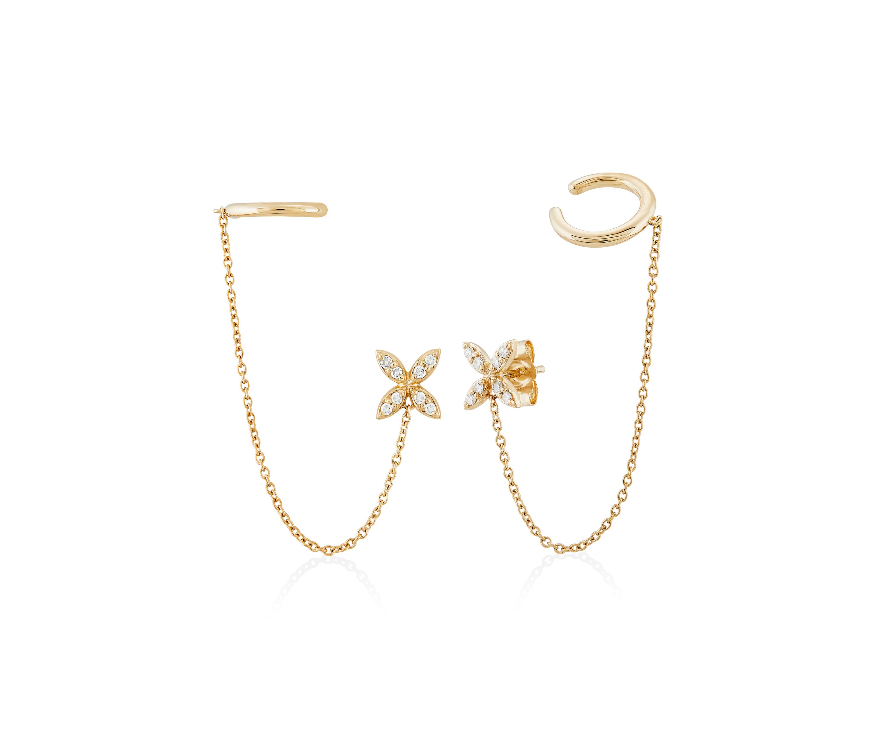 1/10 ct. t.w. Diamond Cuff  Earrings in 14K Yellow Gold