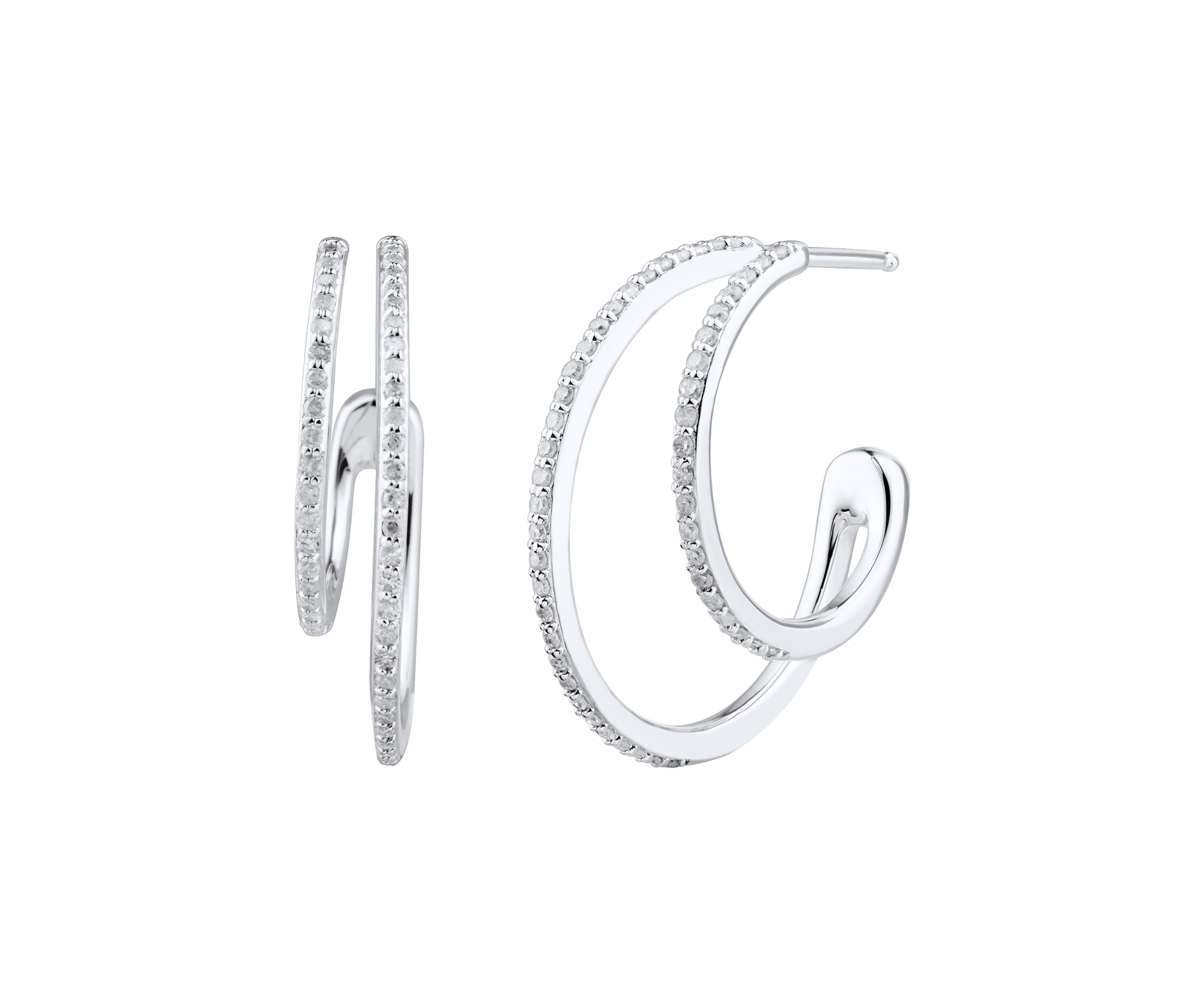 1/2 ct. t.w. Diamond Hoop Earrings in 10K White Gold
