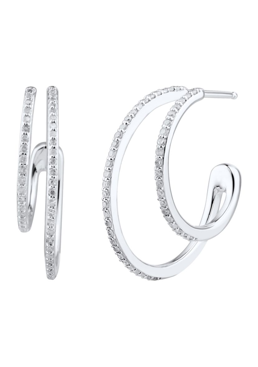 1/2 ct. t.w. Diamond Hoop Earrings in 10K White Gold