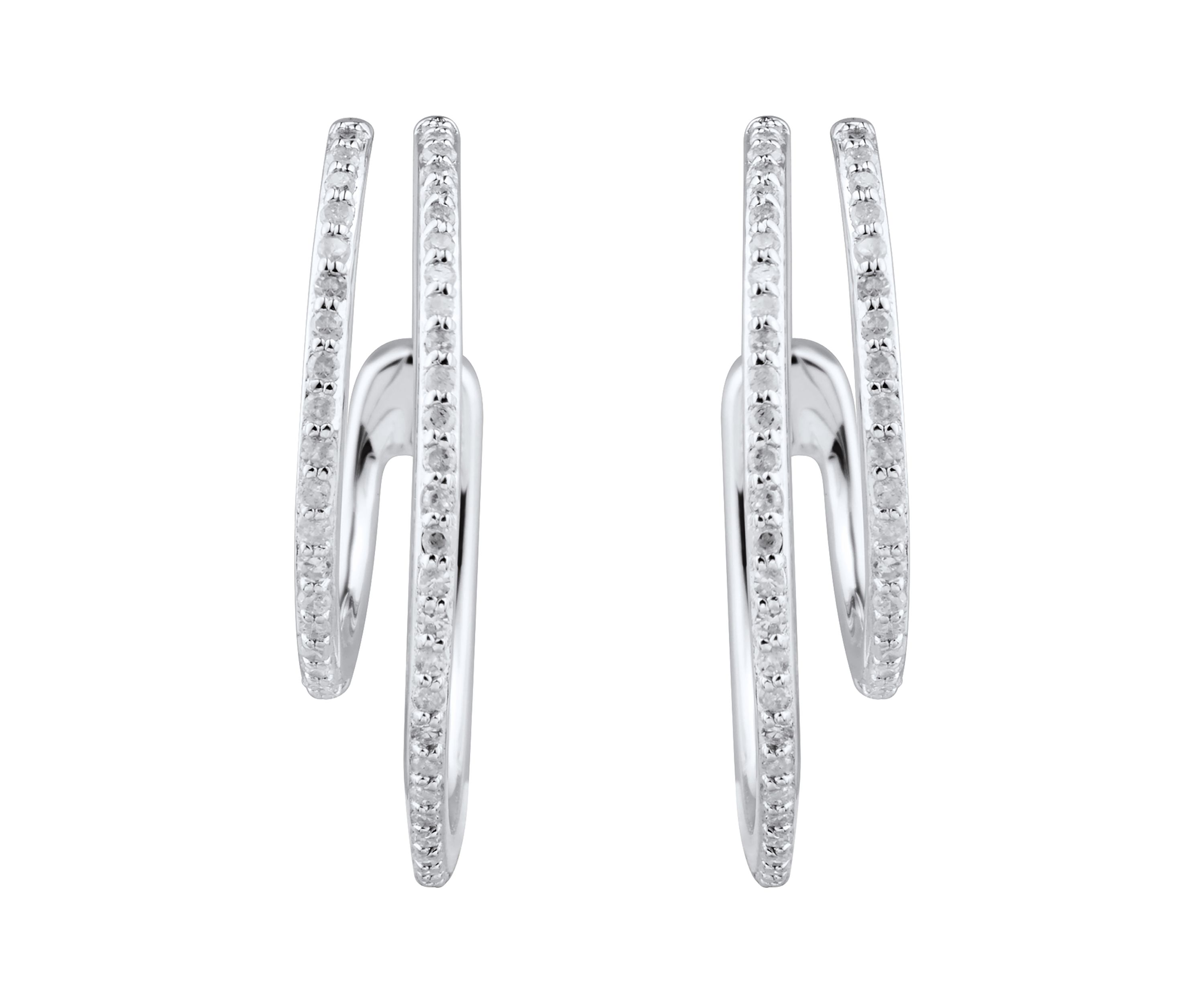 1/2 ct. t.w. Diamond Hoop Earrings in 10K White Gold
