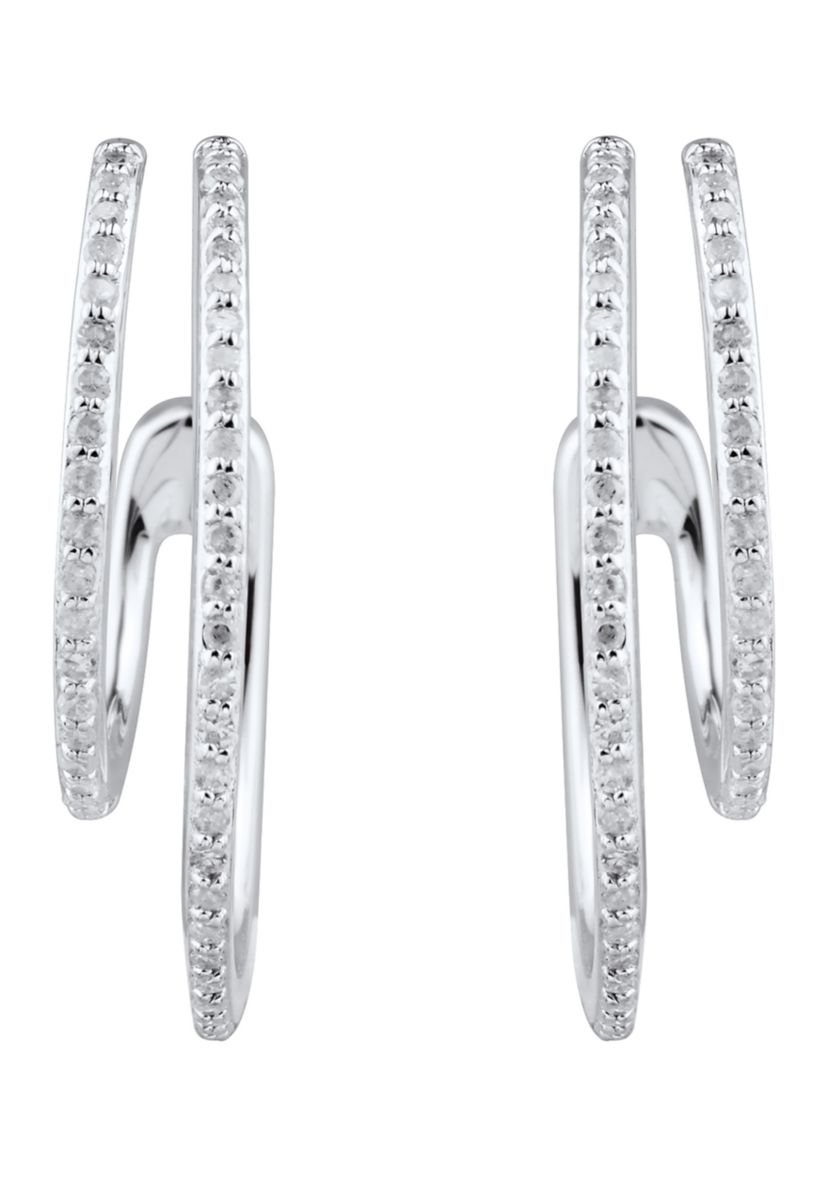 1/2 ct. t.w. Diamond Hoop Earrings in 10K White Gold