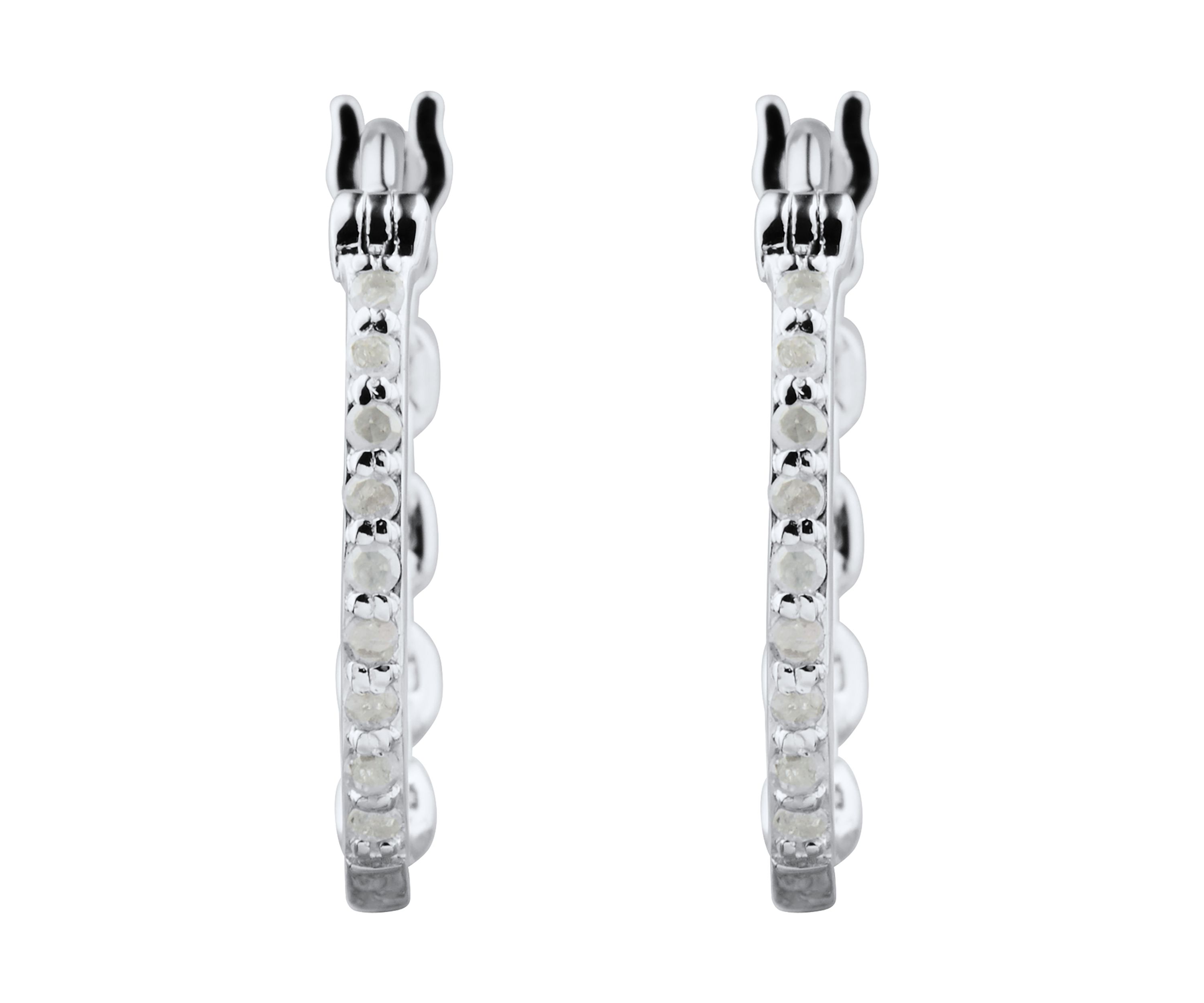 1/10 ct. t.w. Diamond Hoop Earrings in Sterling Silver and 3K White Gold