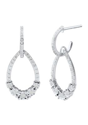 Belk & Co 1/2 Ct. T.w. Diamond Hoop Earrings In Sterling Silver