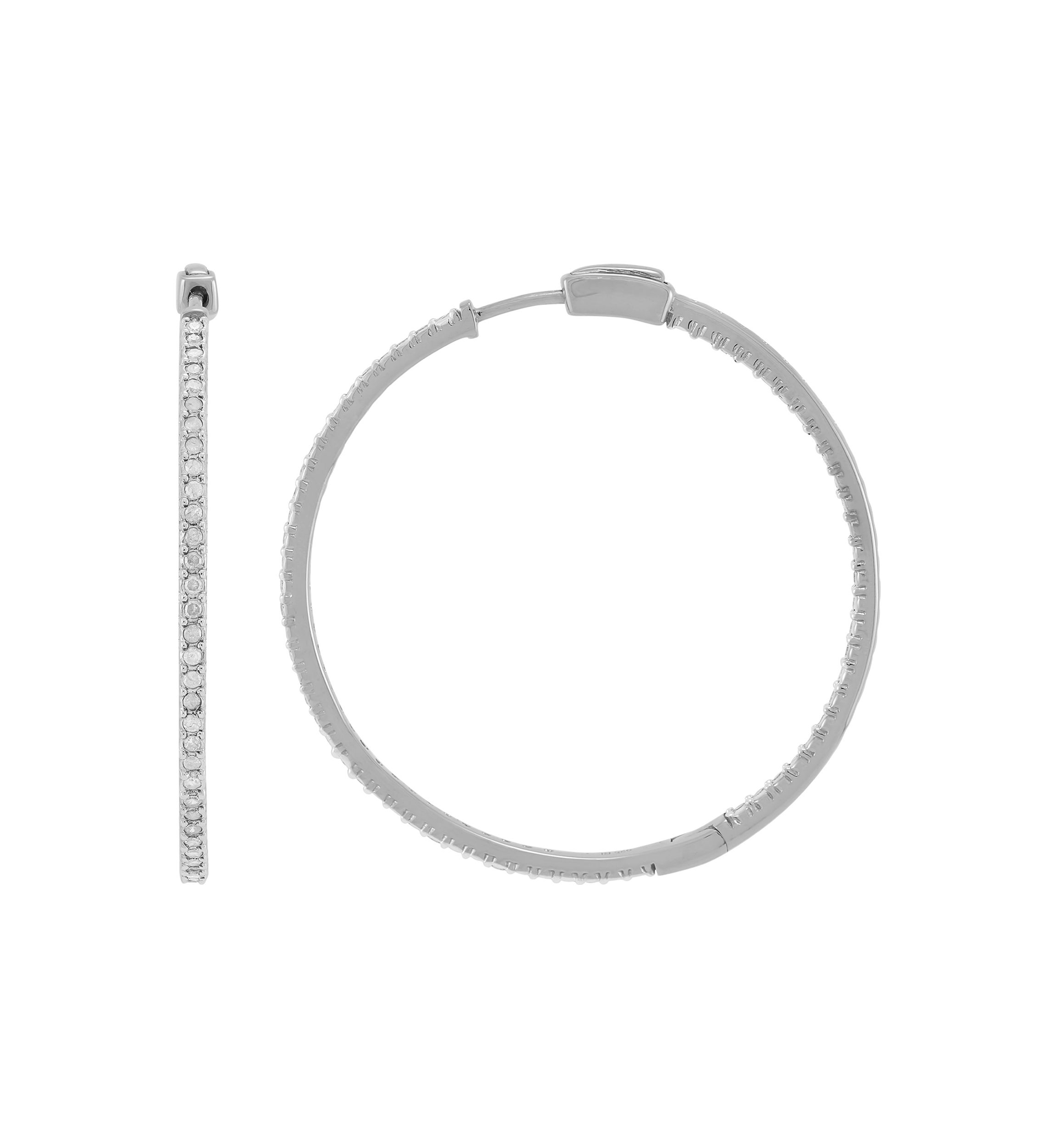 1 ct. t.w. Diamond Sterling Silver Hoop Earrings