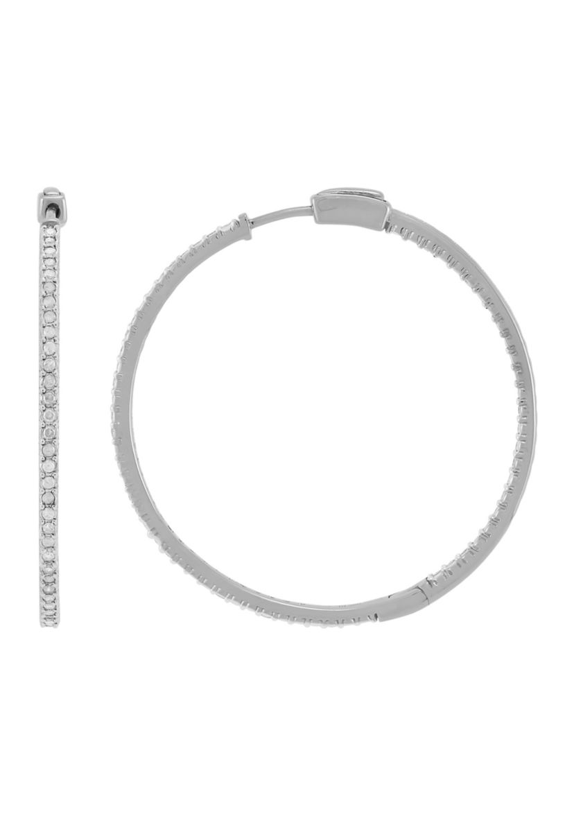 1 ct. t.w. Diamond Sterling Silver Hoop Earrings