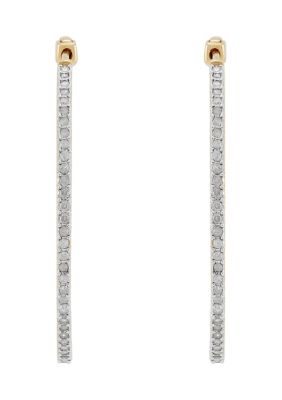 Belk & Co 1 Ct. T.w. Diamond Hoop Earrings In Sterling Silver With Gold Plating