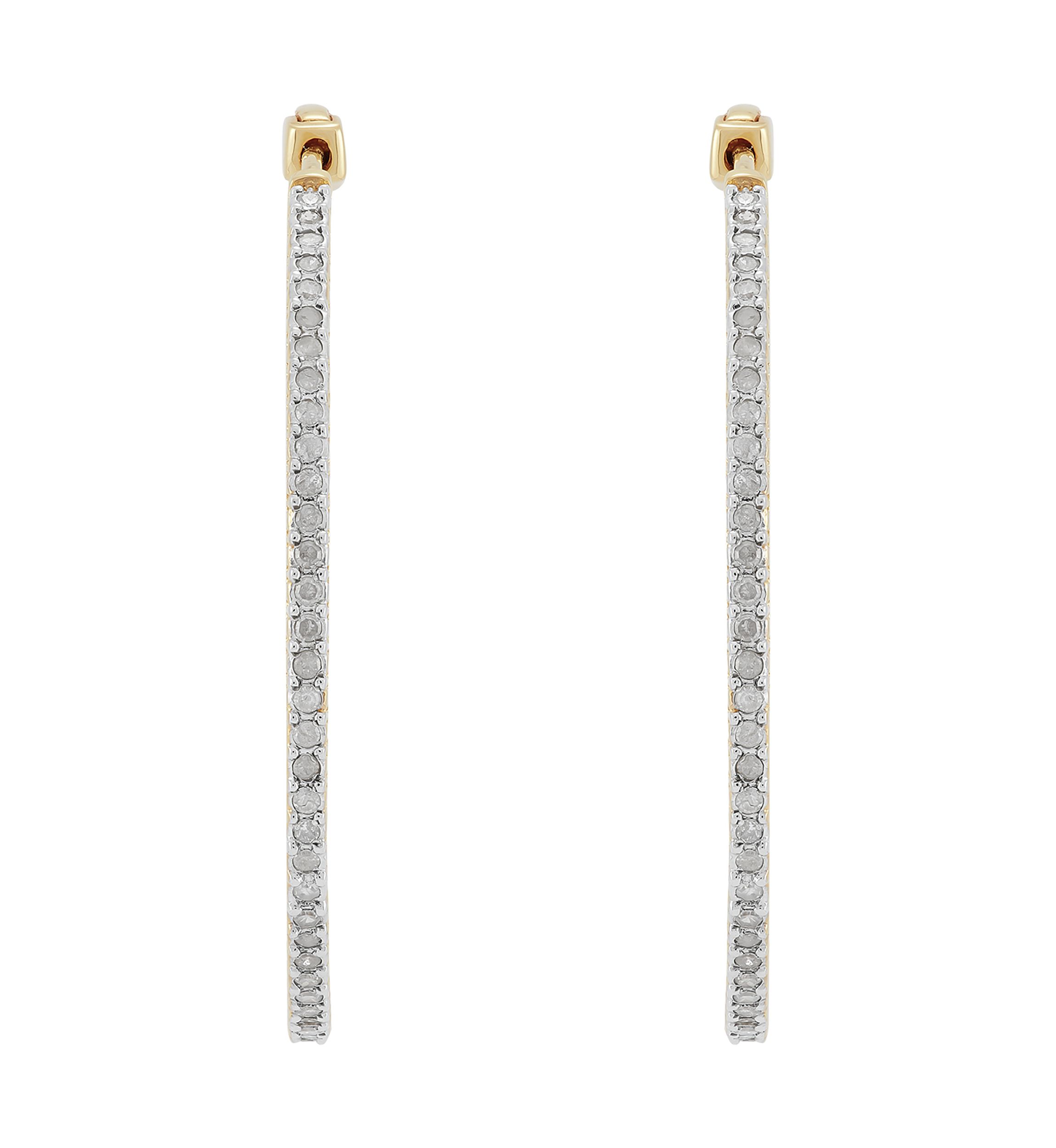 1 ct. t.w. Diamond Hoop Earrings in Sterling Silver with Gold Plating