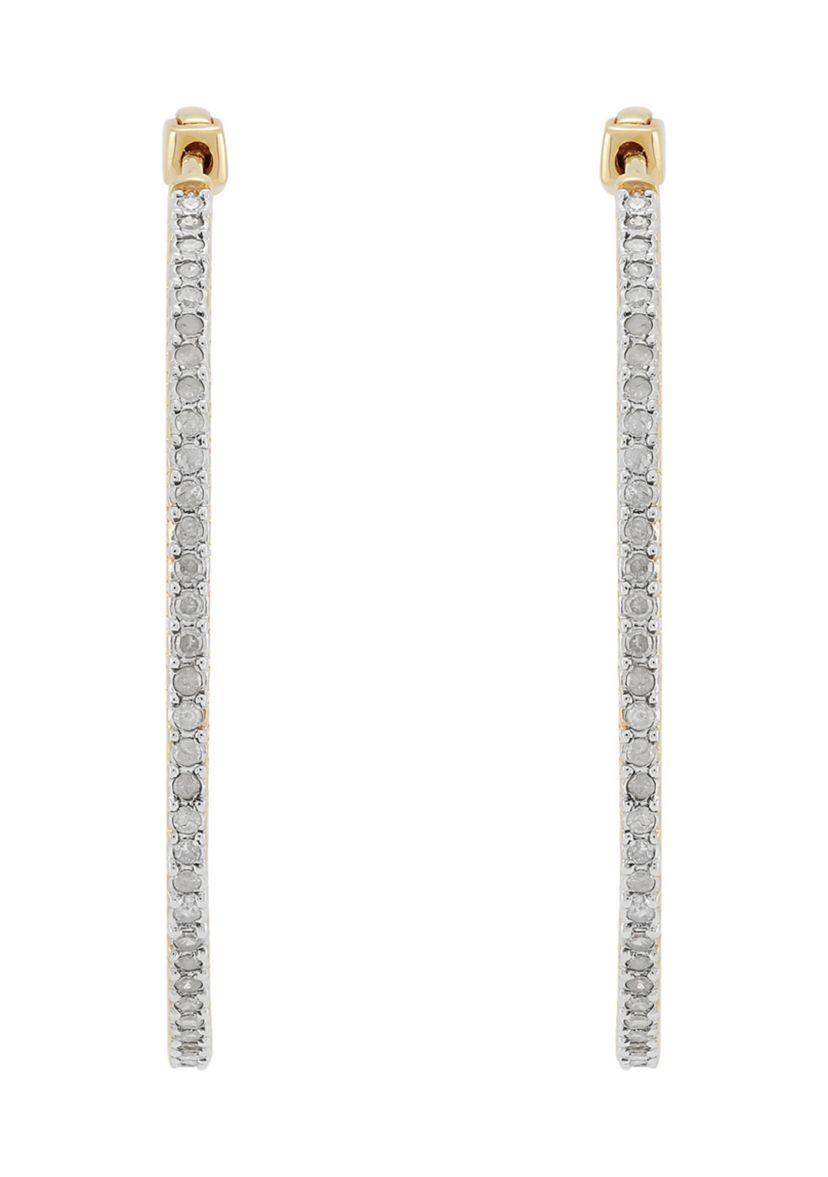 1 ct. t.w. Diamond Hoop Earrings in Sterling Silver with Gold Plating