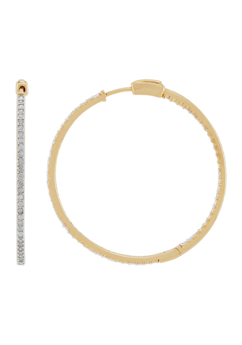 1 ct. t.w. Diamond Hoop Earrings in Sterling Silver with Gold Plating