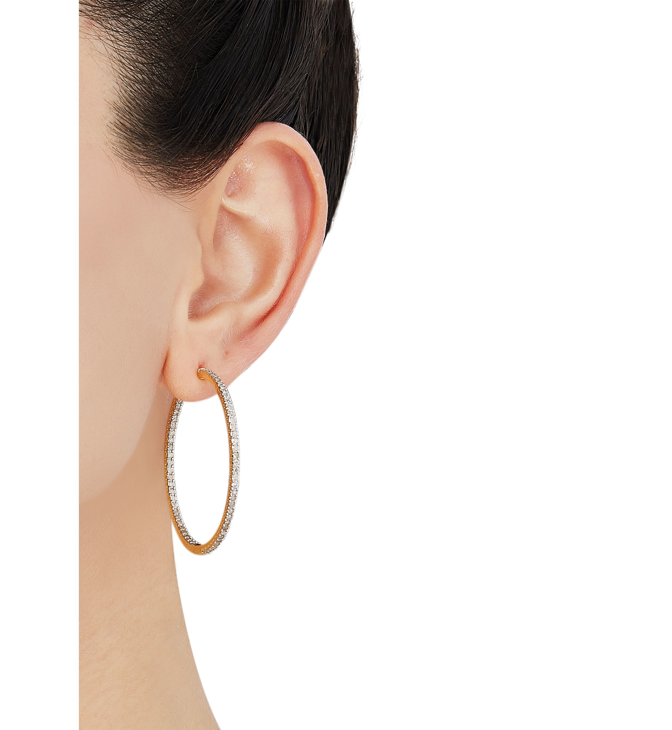1 ct. t.w. Diamond Hoop Earrings in Sterling Silver with Gold Plating