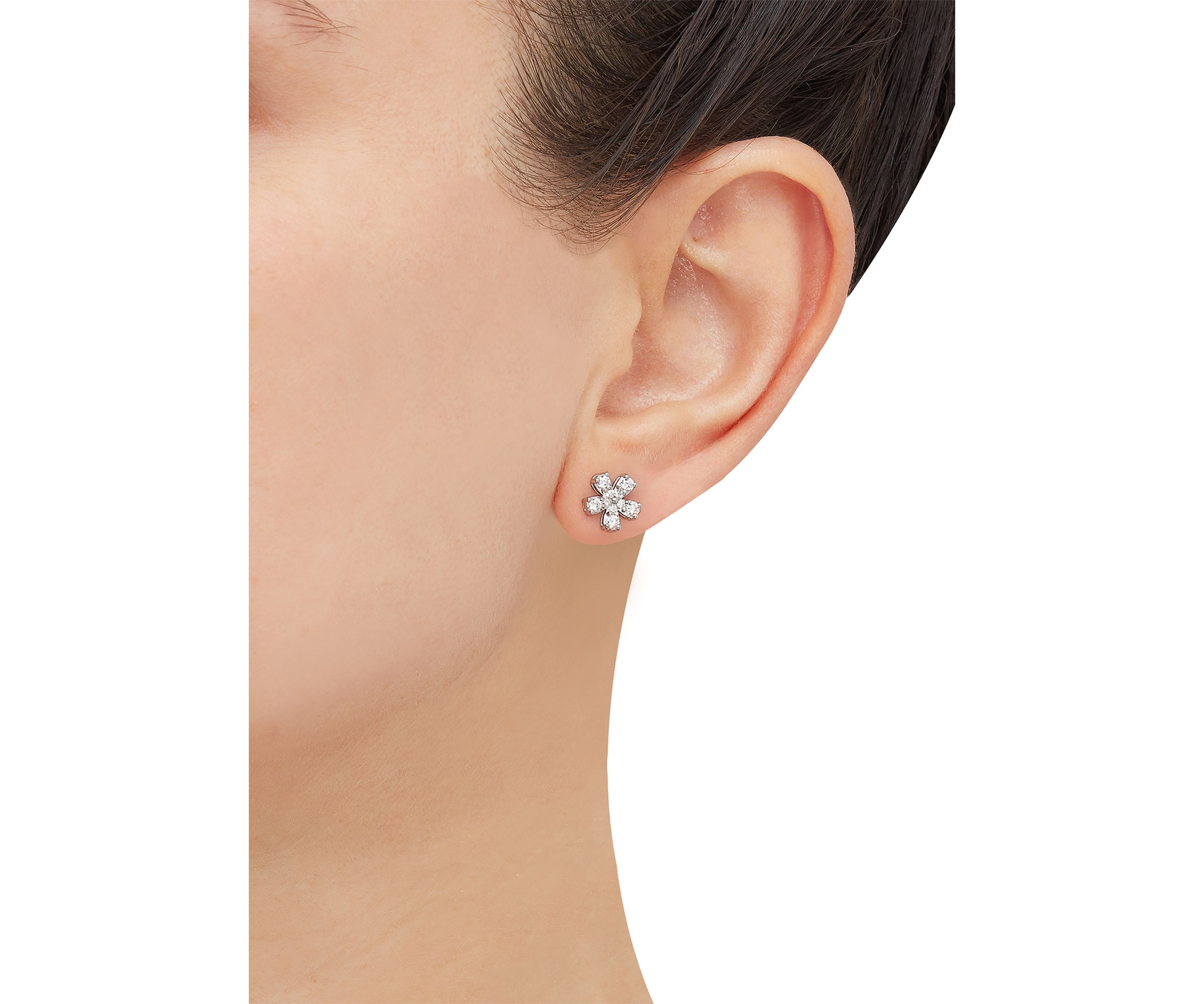 Lab Grown 1/2 ct. t.w. Diamond Flower Stud Earrings in Sterling Silver