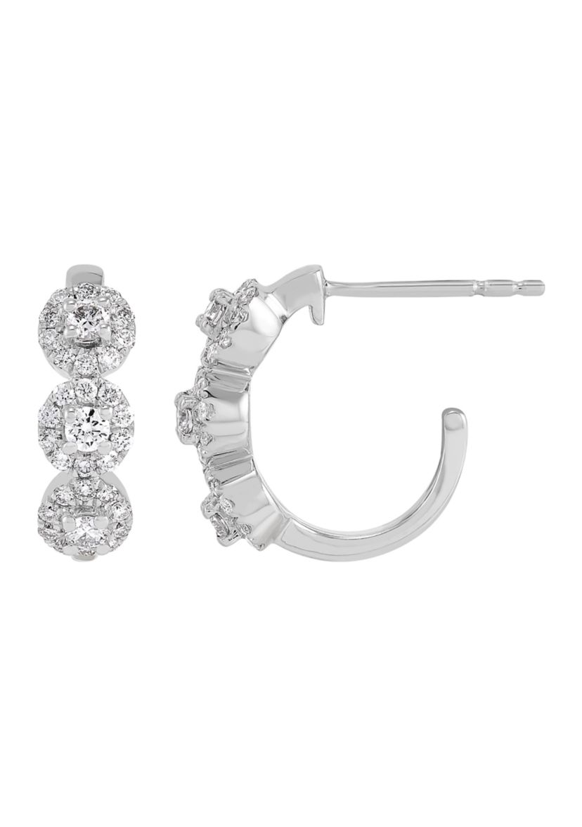 1/2 ct. t.w. Lab Grown Diamond Hoop Earrings in Sterling Silver