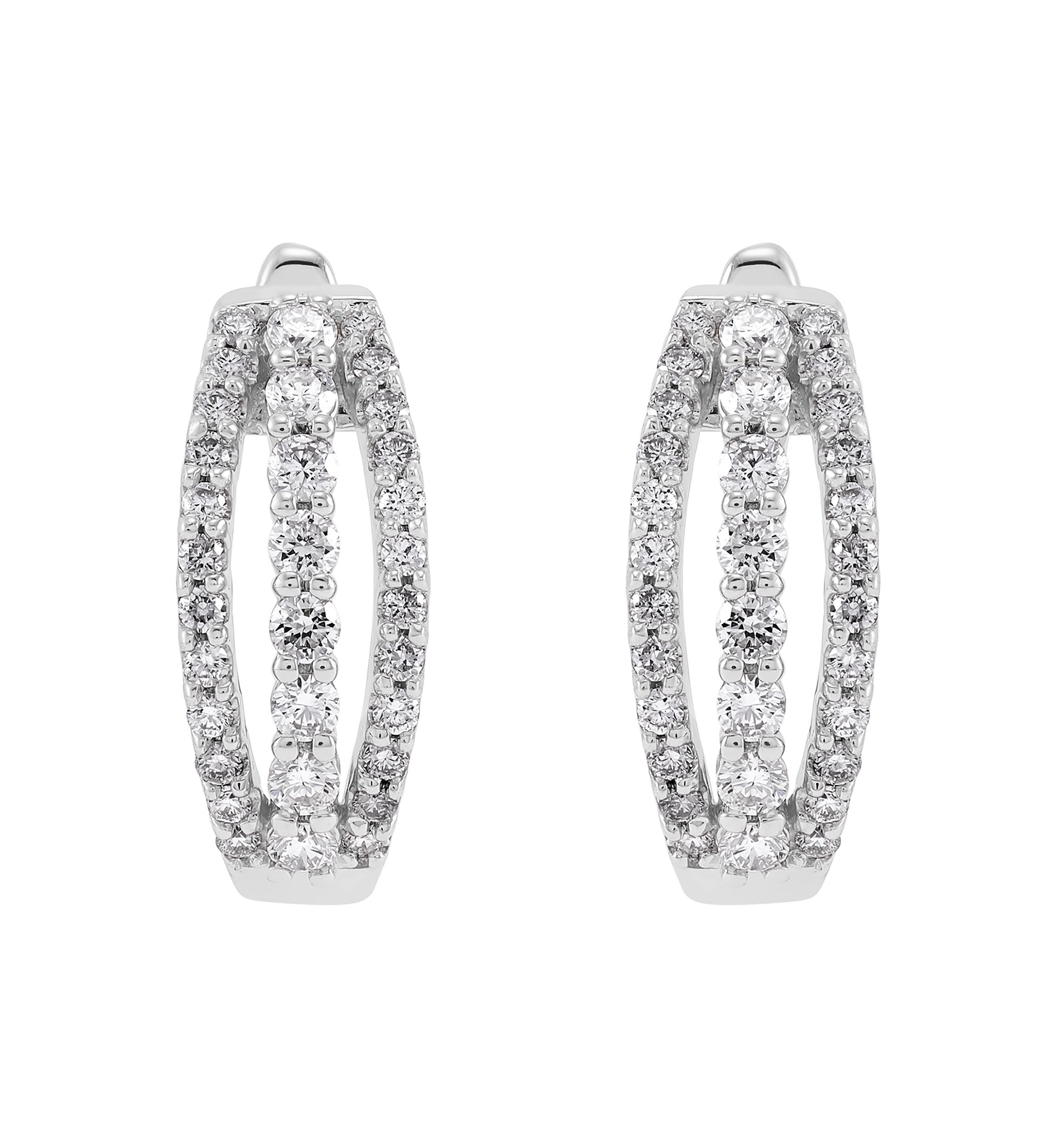 1/2 ct. t.w. Lab Grown Diamond Hoop Earrings in Sterling Silver