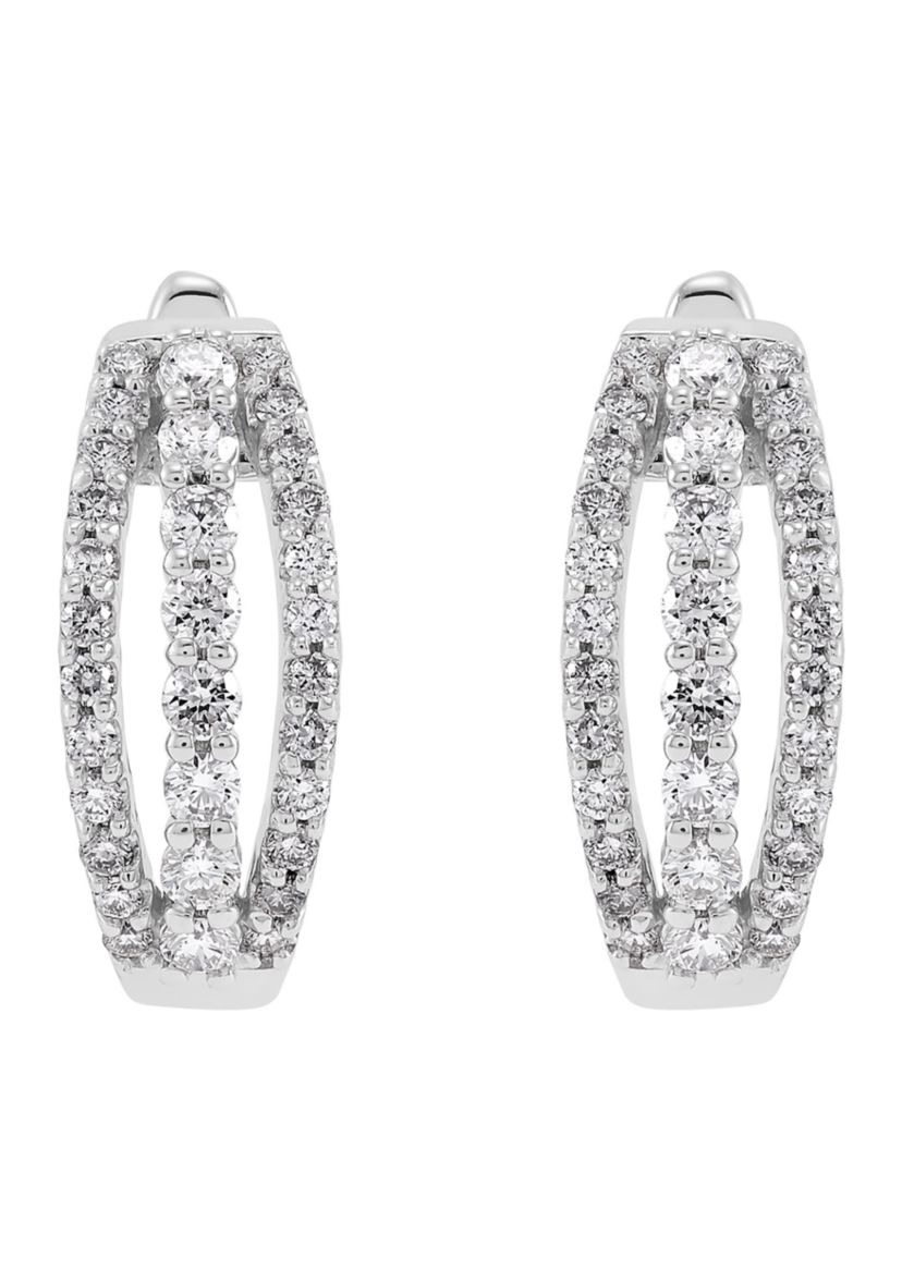 1/2 ct. t.w. Lab Grown Diamond Hoop Earrings in Sterling Silver