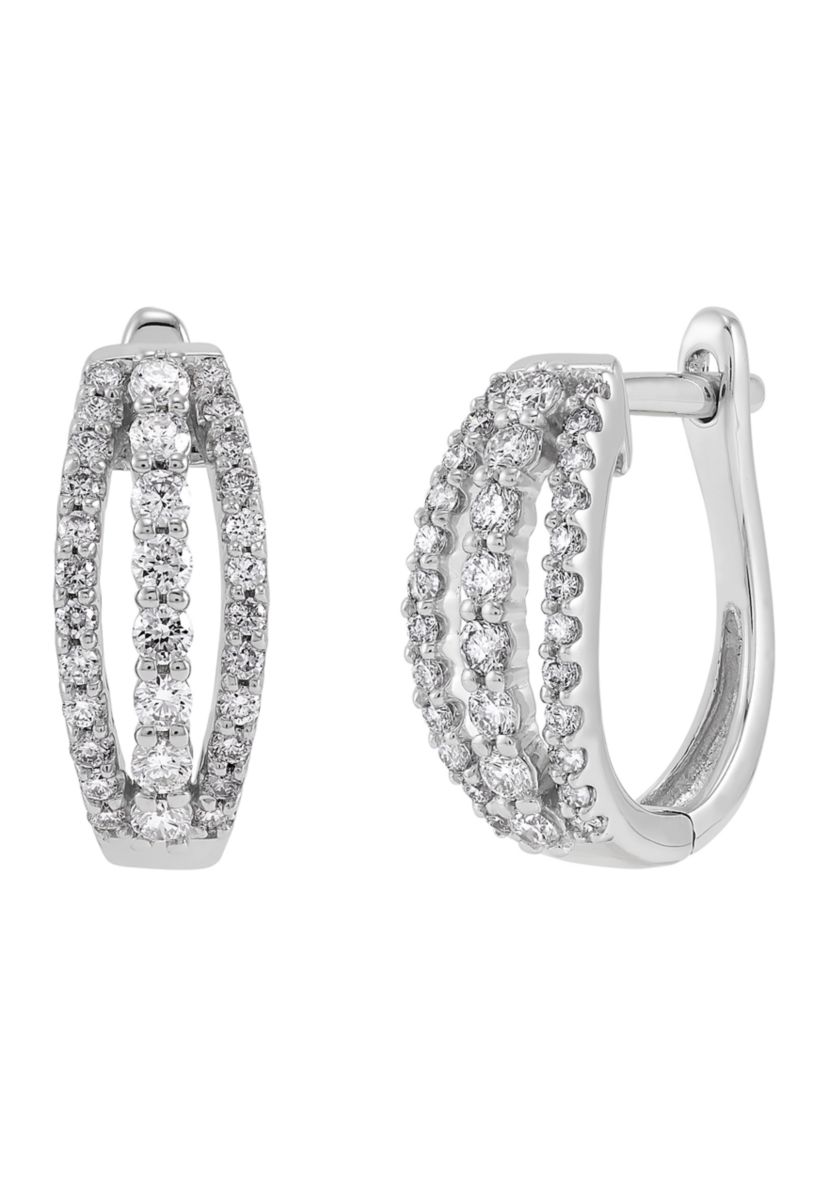 1/2 ct. t.w. Lab Grown Diamond Hoop Earrings in Sterling Silver