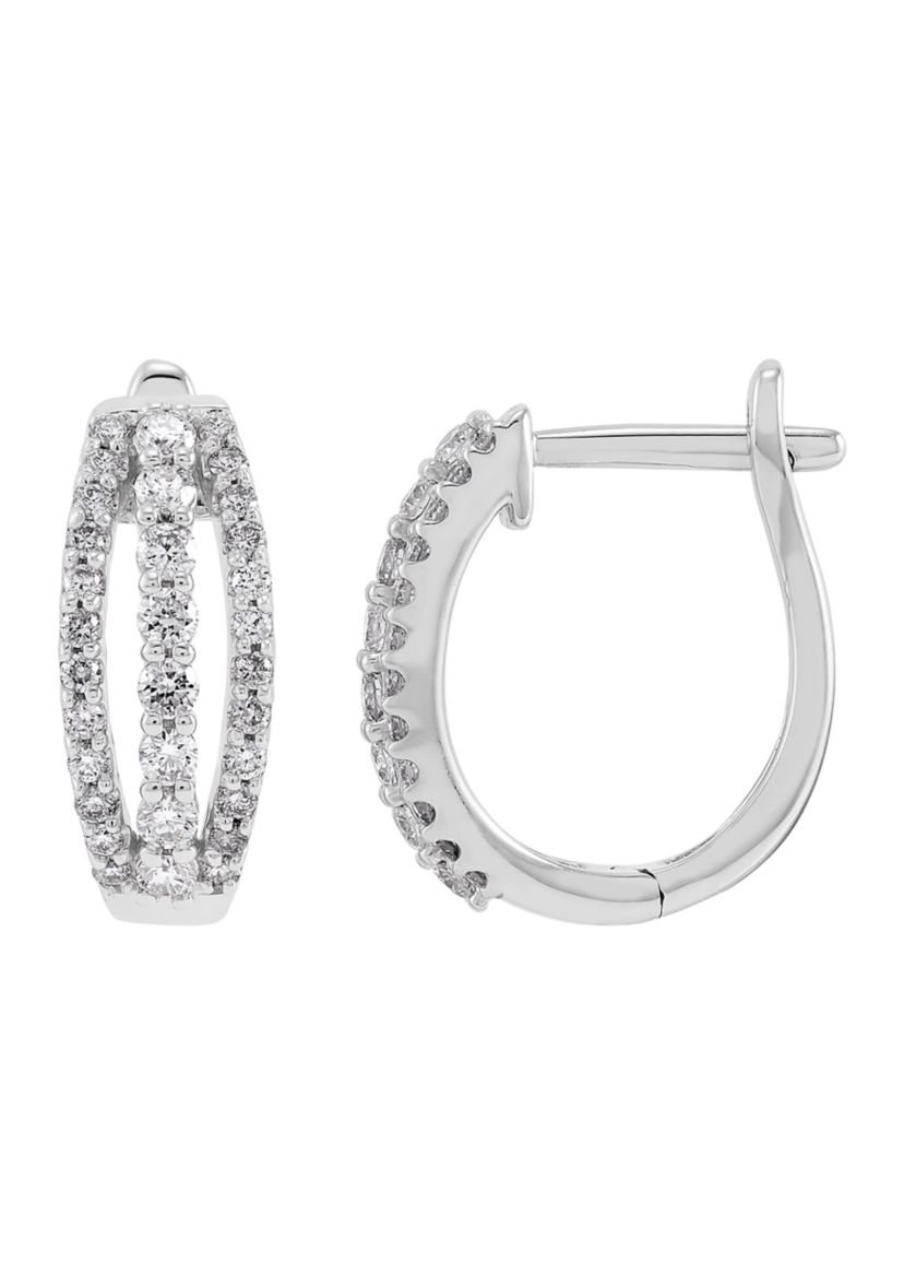 1/2 ct. t.w. Lab Grown Diamond Hoop Earrings in Sterling Silver