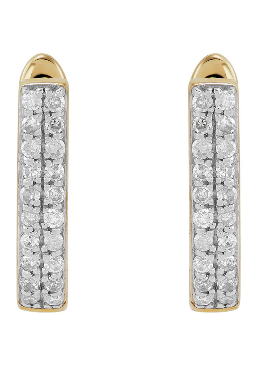 1/10 ct. t.w. Diamond Oval Huggie Earrings in 10K Yellow Gold