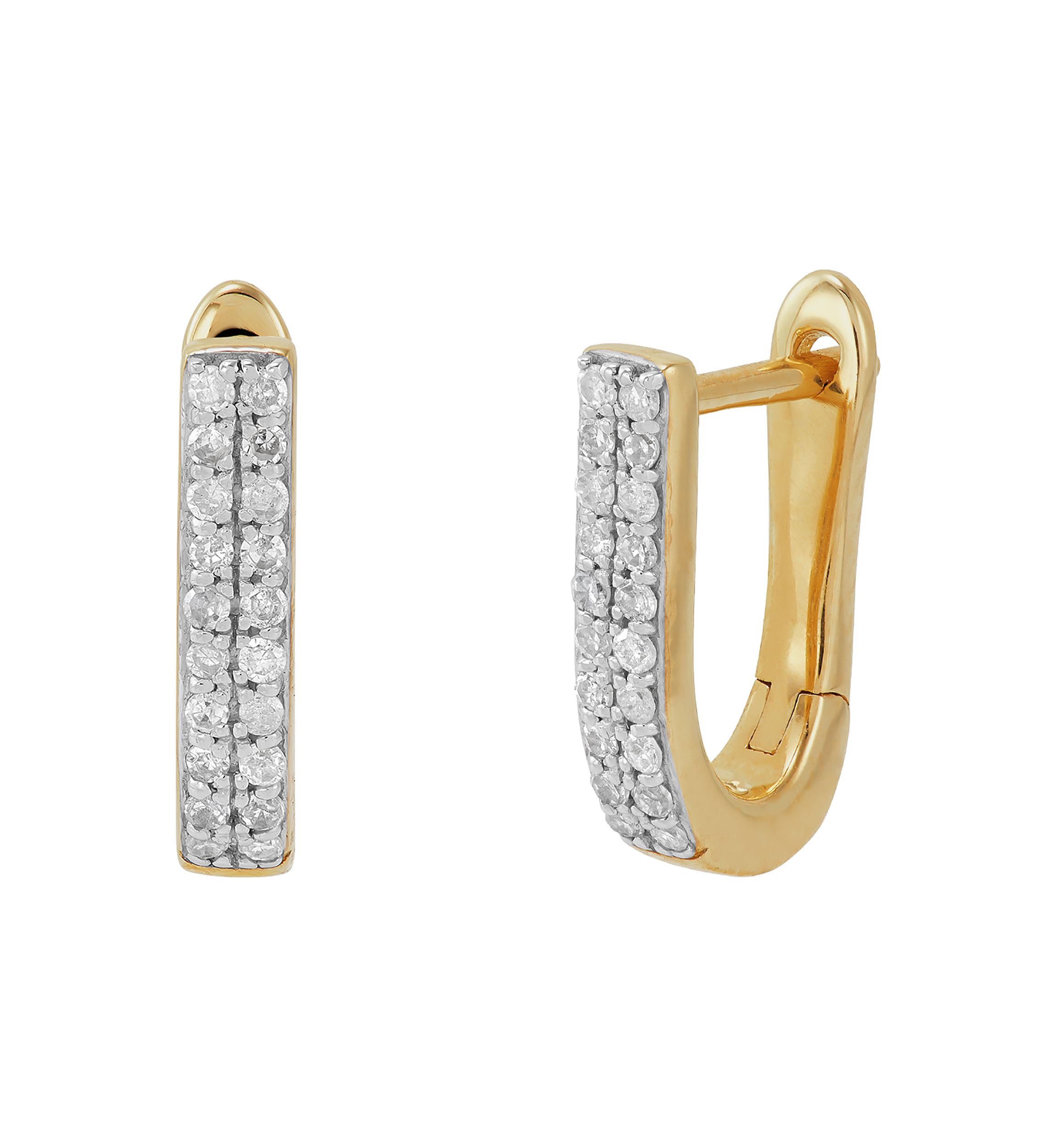 1/10 ct. t.w. Diamond Oval Huggie Earrings in 10K Yellow Gold