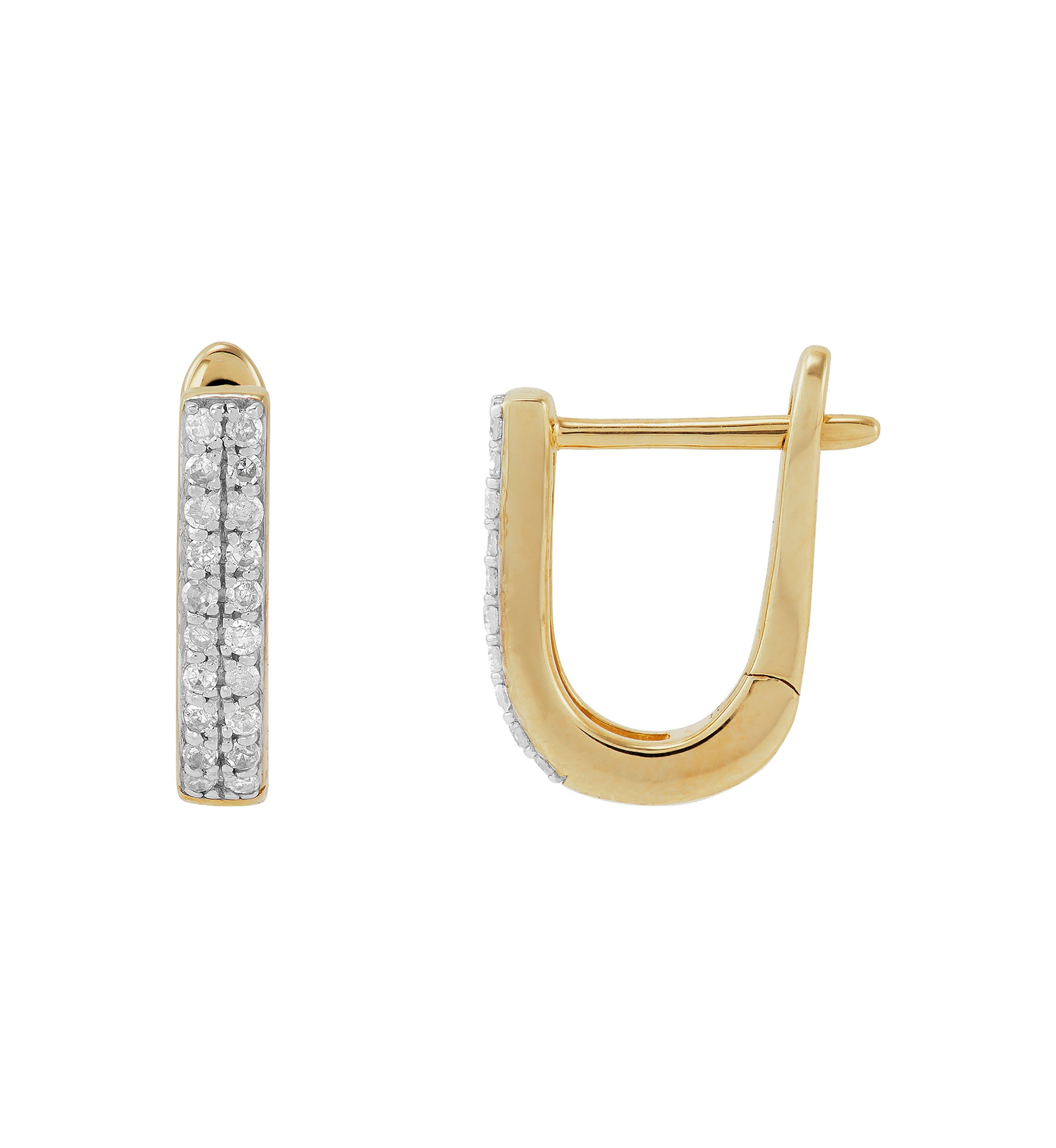1/10 ct. t.w. Diamond Oval Huggie Earrings in 10K Yellow Gold
