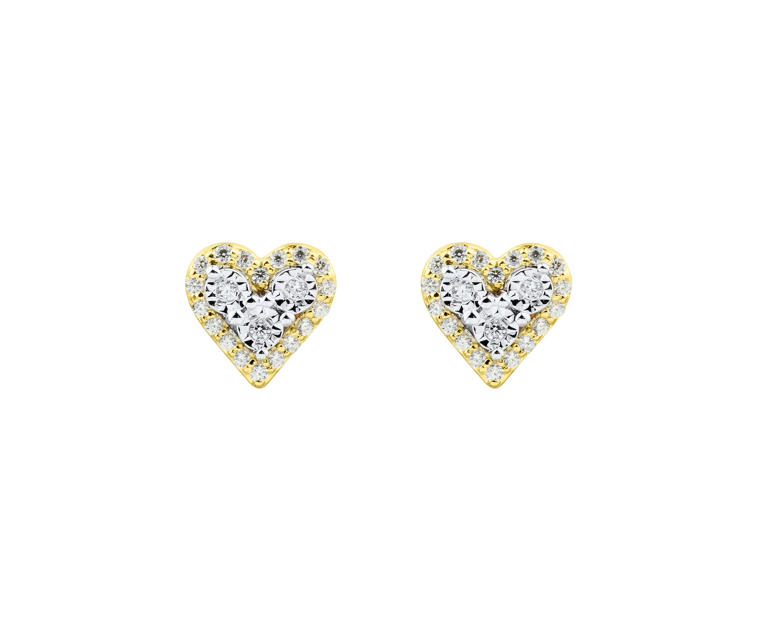 1/10 ct. t.w. Diamond Heart Earrings in Gold Over Sterling Silver