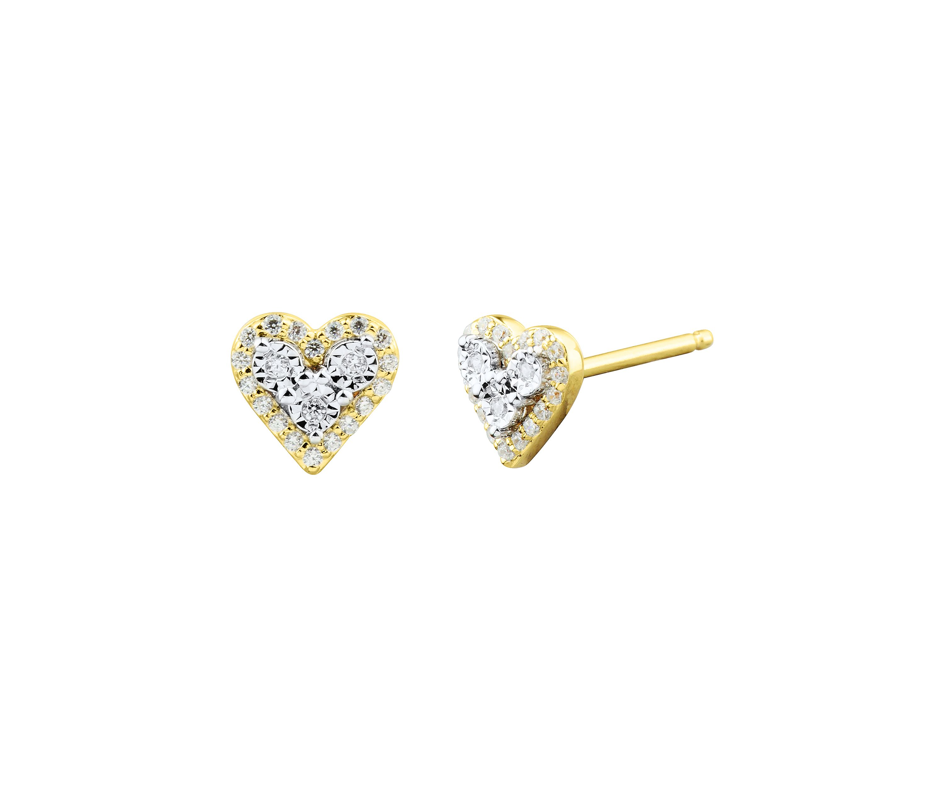 1/10 ct. t.w. Diamond Heart Earrings in Gold Over Sterling Silver