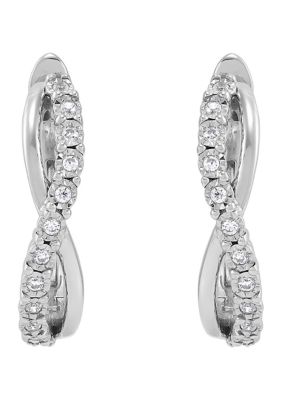 Belk & Co 1/5 Ct. T.w. Lab Created Diamond Hoop Earrings In Sterling Silver
