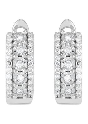 Belk & Co Lab Grown 1/3 ct. t.w. Diamond Huggie Hoop Earrings in Sterling Silver