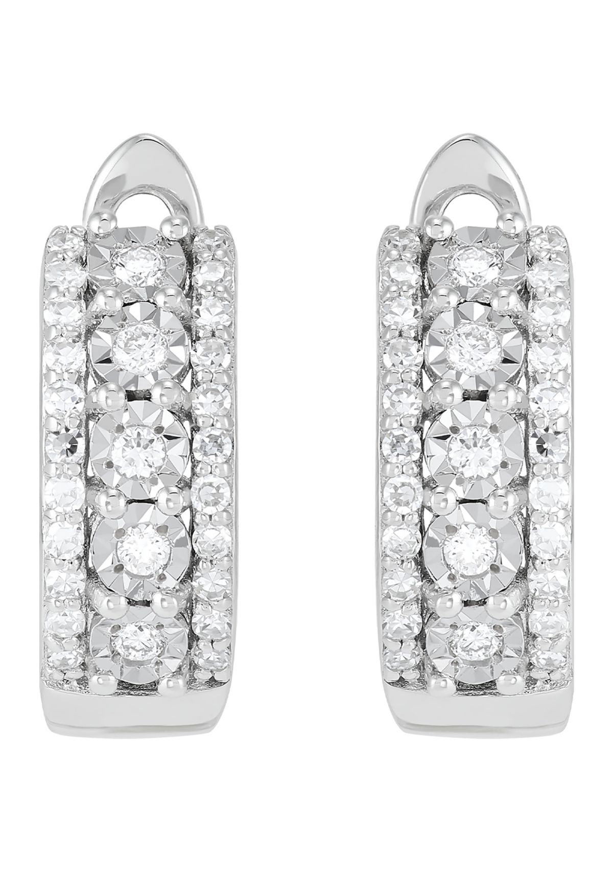 Lab Grown 1/3 ct. t.w. Diamond Huggie Hoop Earrings in Sterling Silver