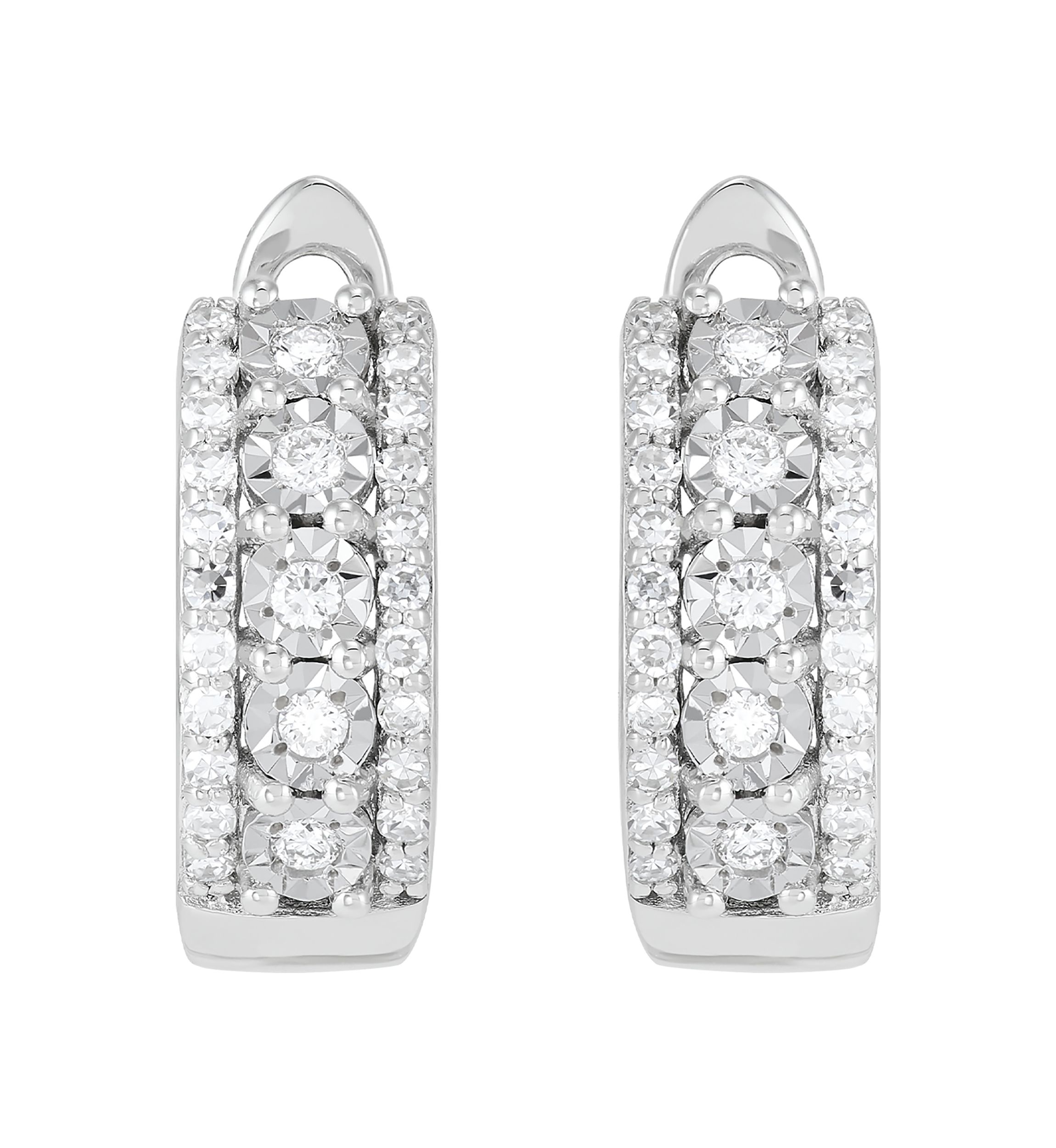 Lab Grown 1/3 ct. t.w. Diamond Huggie Hoop Earrings in Sterling Silver