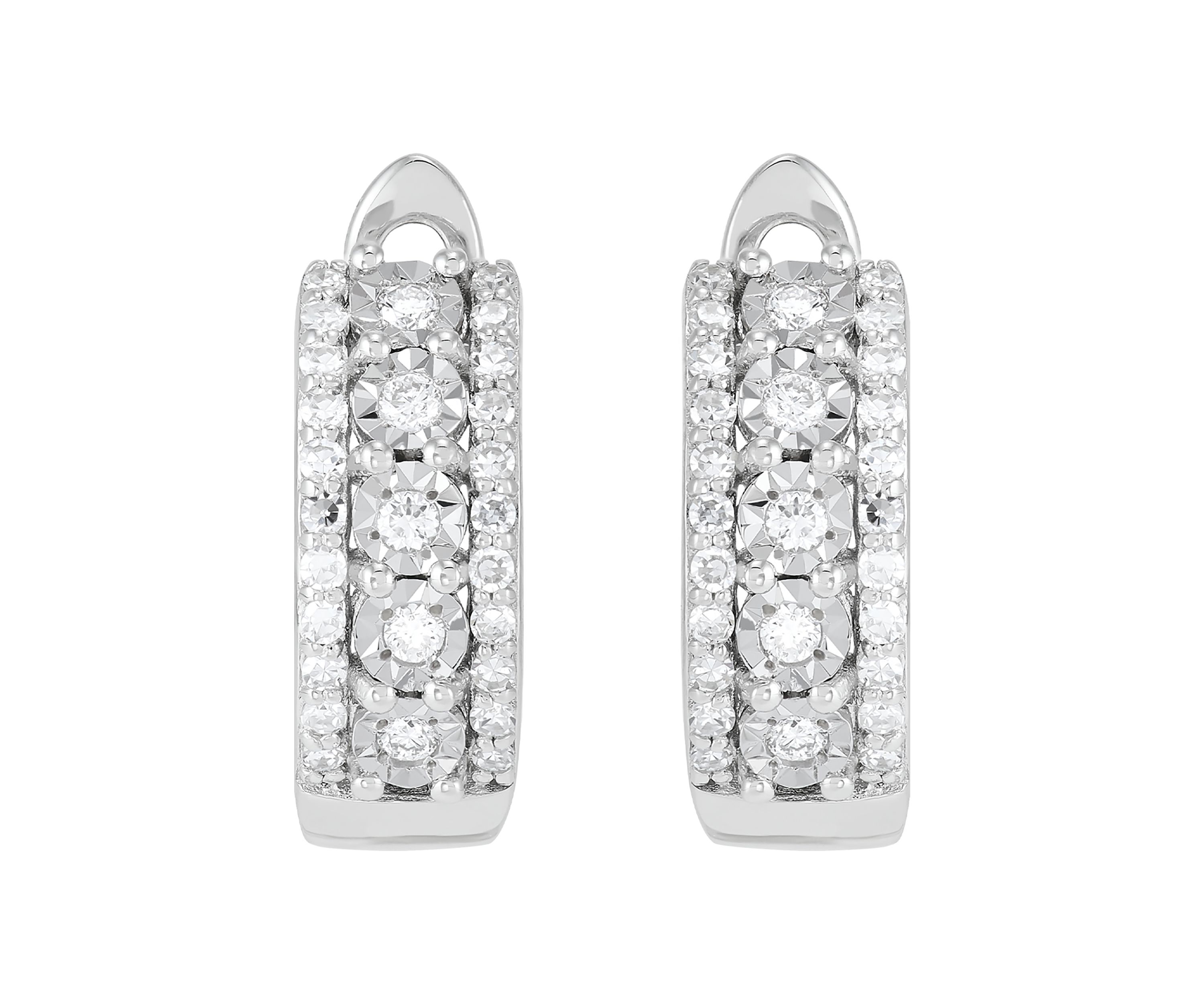 Lab Grown 1/3 ct. t.w. Diamond Huggie Hoop Earrings in Sterling Silver