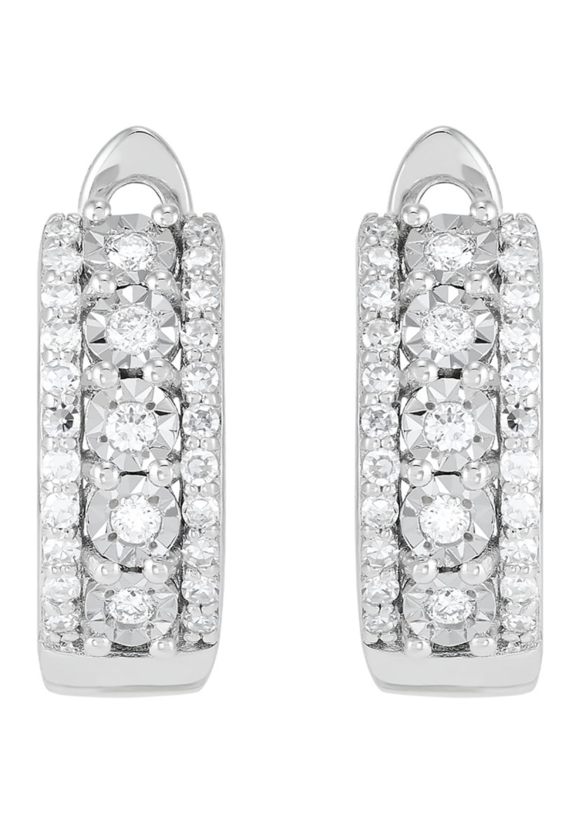 Lab Grown 1/3 ct. t.w. Diamond Huggie Hoop Earrings in Sterling Silver