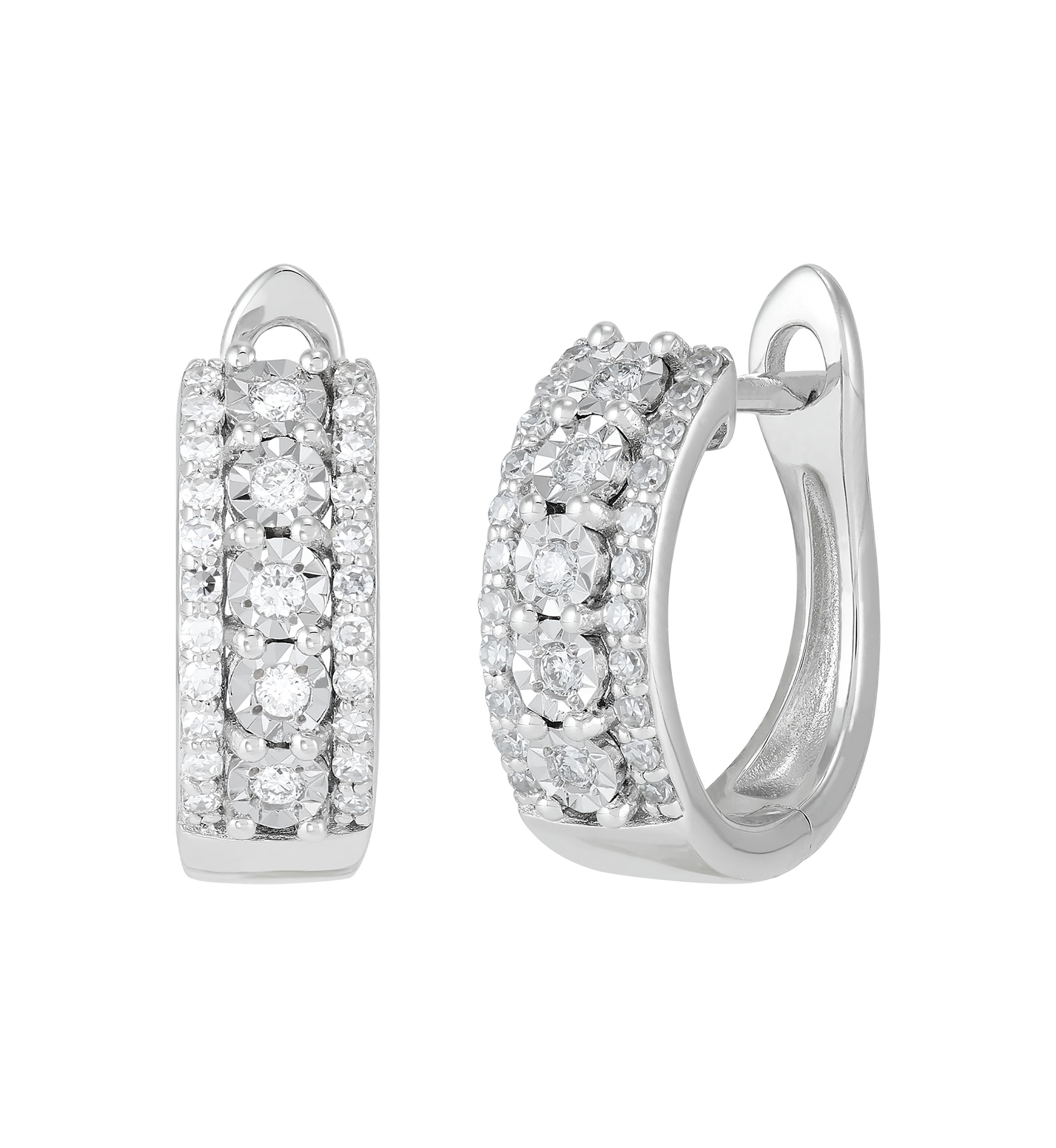 Lab Grown 1/3 ct. t.w. Diamond Huggie Hoop Earrings in Sterling Silver
