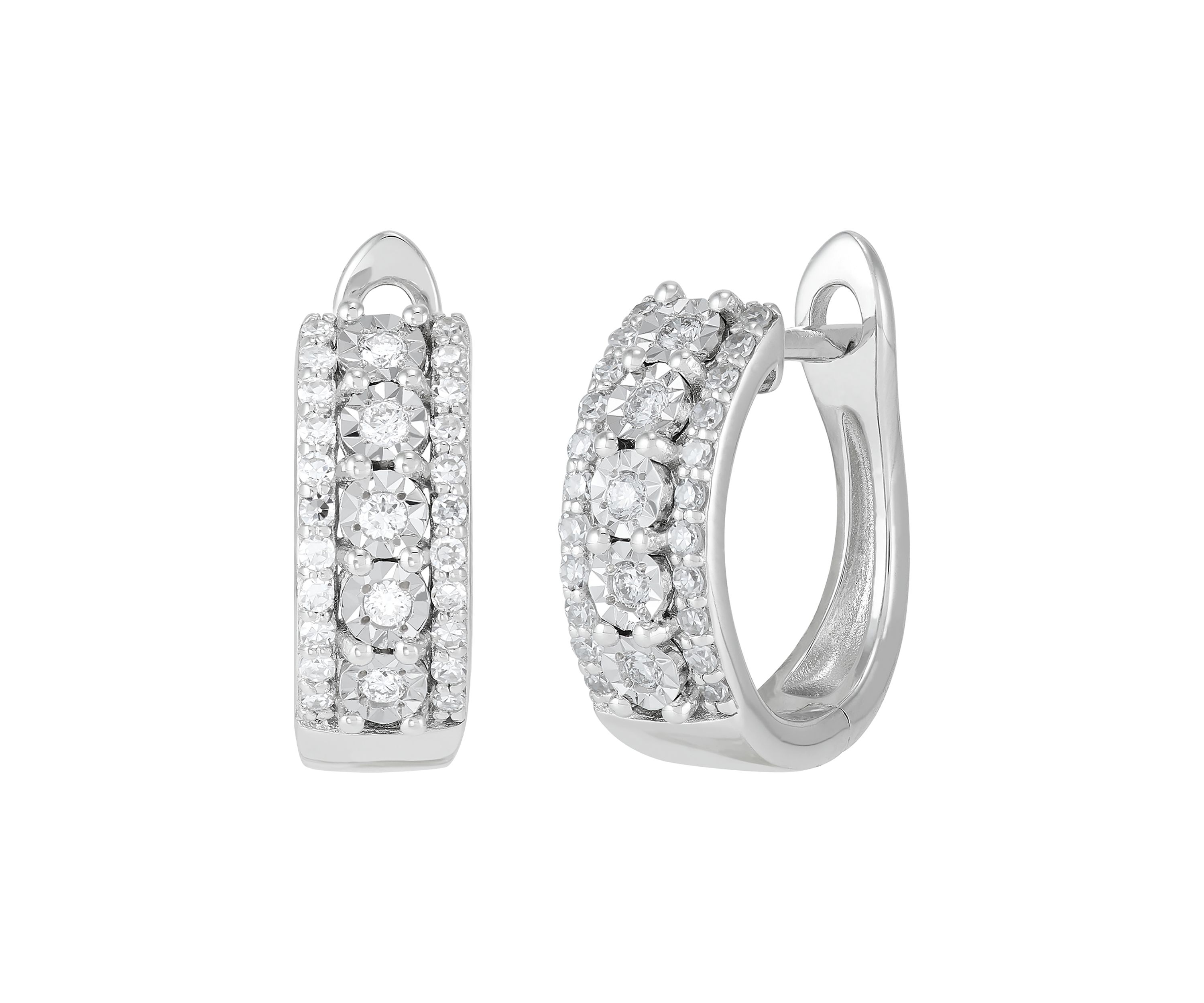 Lab Grown 1/3 ct. t.w. Diamond Huggie Hoop Earrings in Sterling Silver