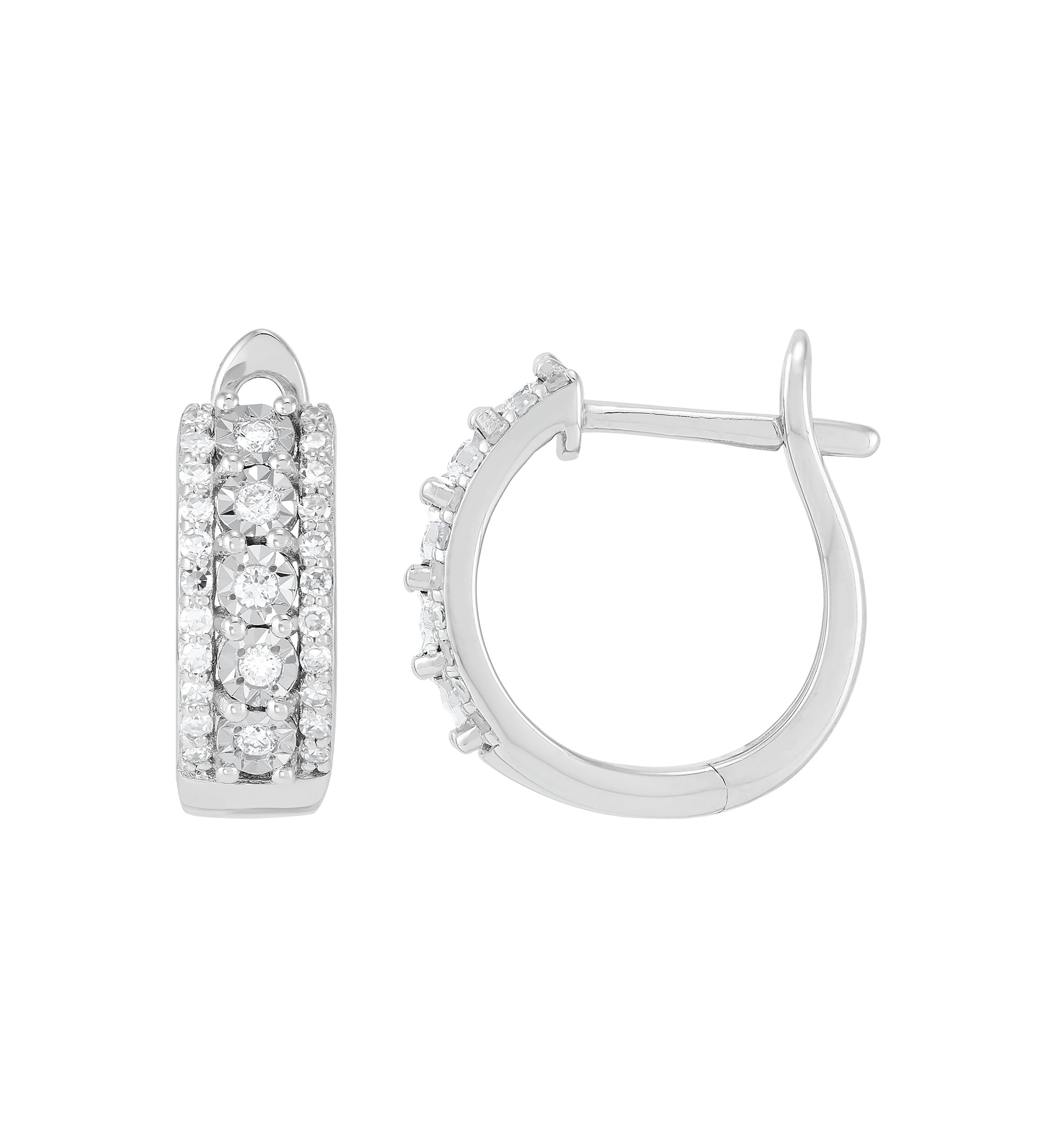 Lab Grown 1/3 ct. t.w. Diamond Huggie Hoop Earrings in Sterling Silver