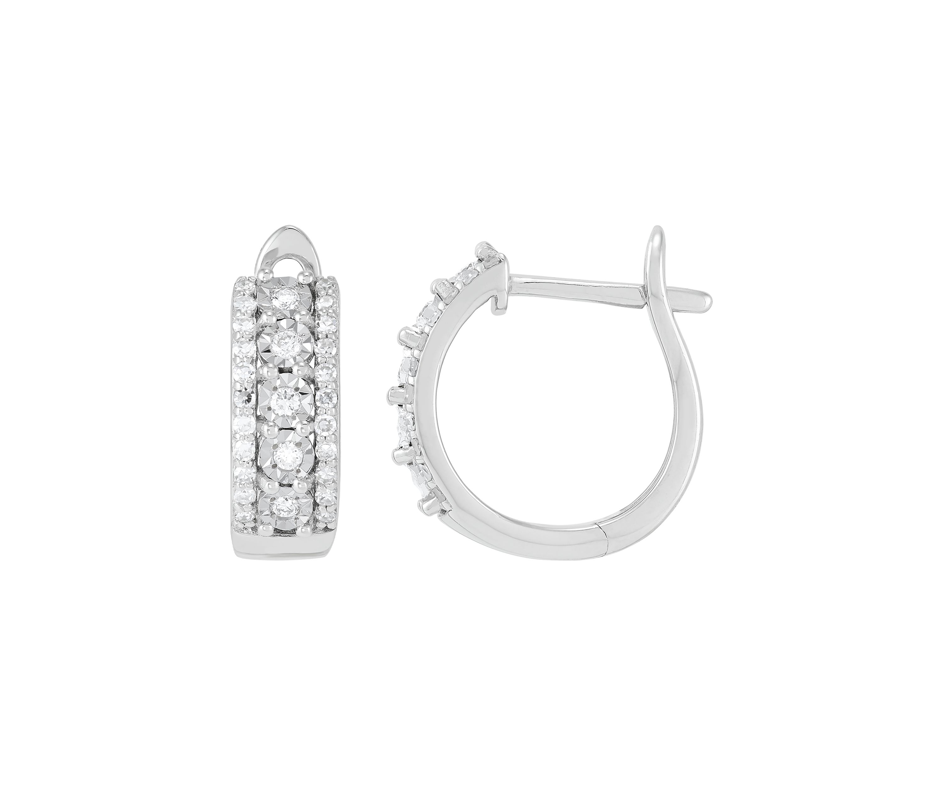 Lab Grown 1/3 ct. t.w. Diamond Huggie Hoop Earrings in Sterling Silver