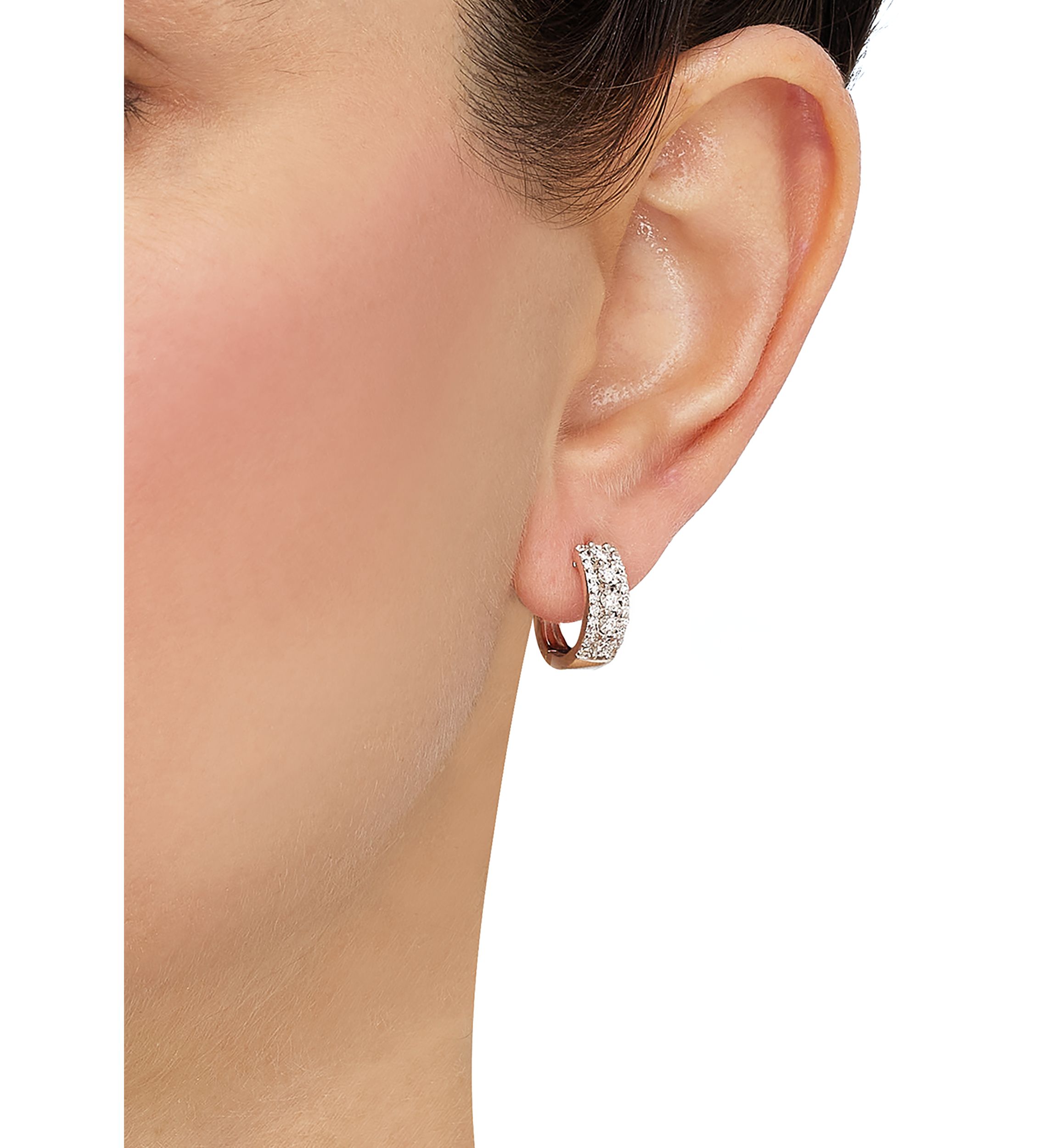 Lab Grown 1/3 ct. t.w. Diamond Huggie Hoop Earrings in Sterling Silver