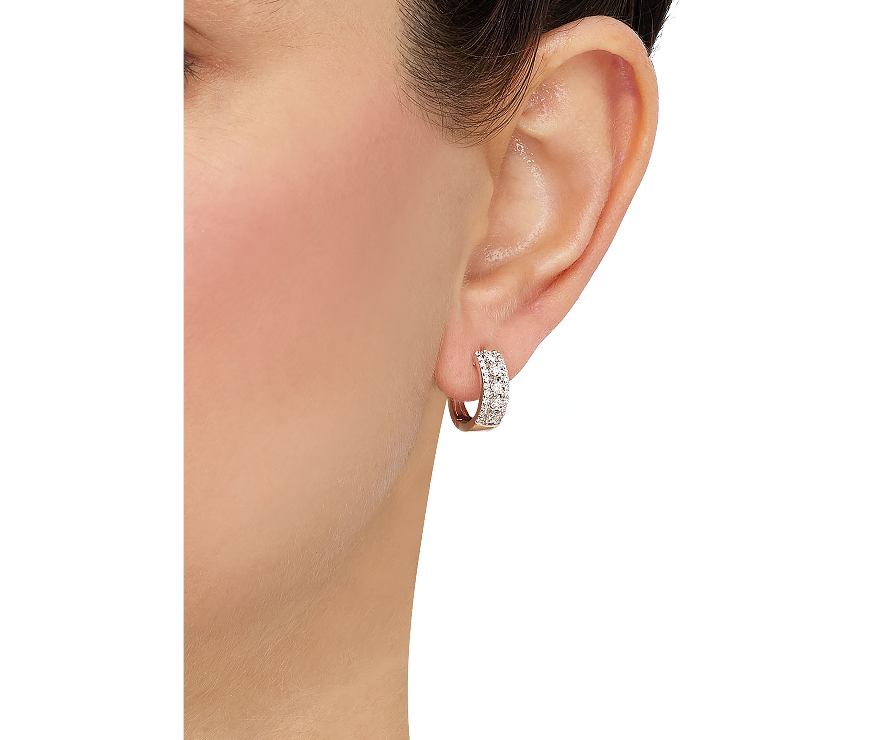 Lab Grown 1/3 ct. t.w. Diamond Huggie Hoop Earrings in Sterling Silver