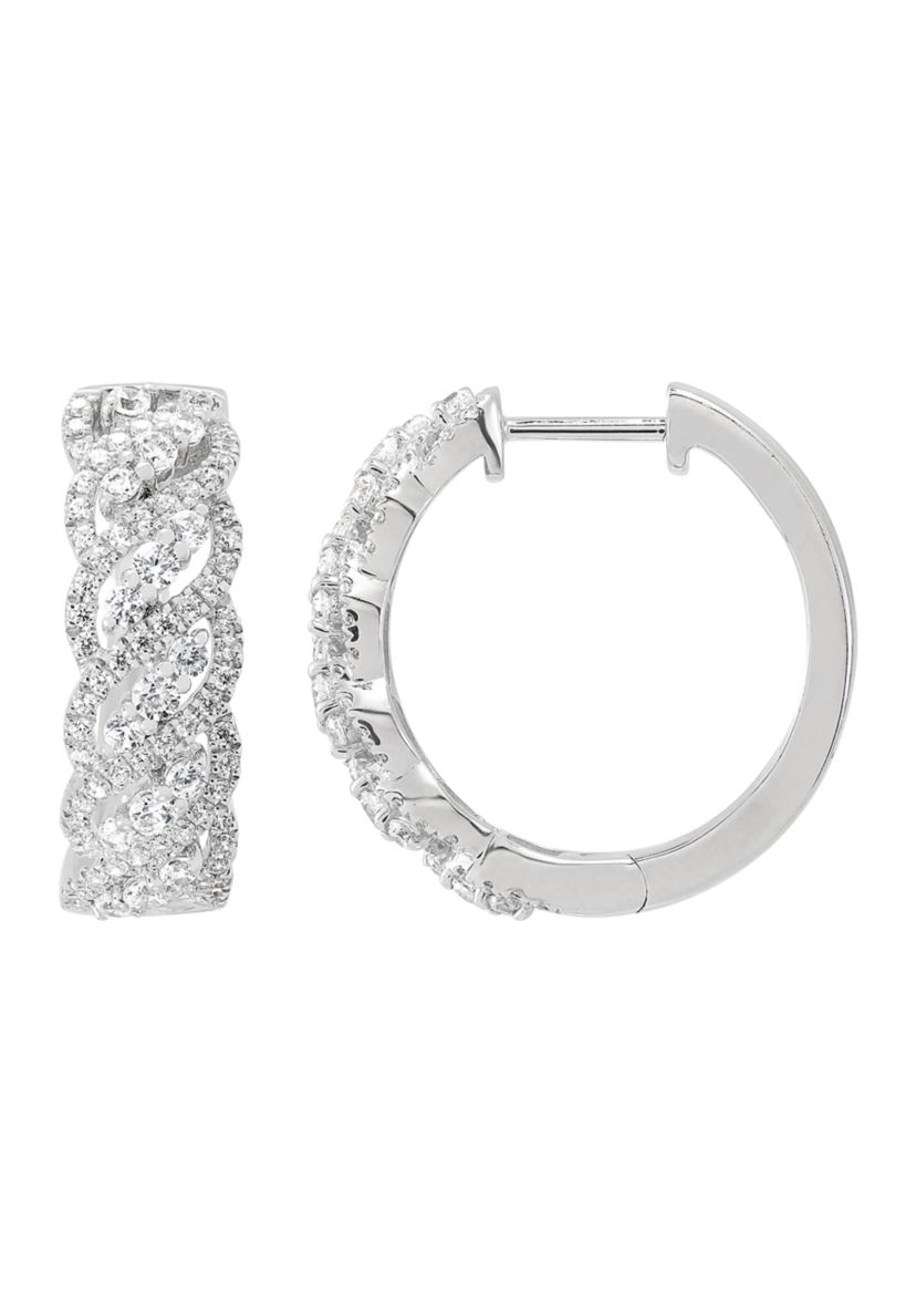 1 ct. t.w. Lab-Grown Diamond Hoop Earrings in Sterling Silver