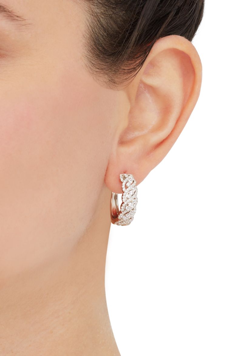 1 ct. t.w. Lab-Grown Diamond Hoop Earrings in Sterling Silver