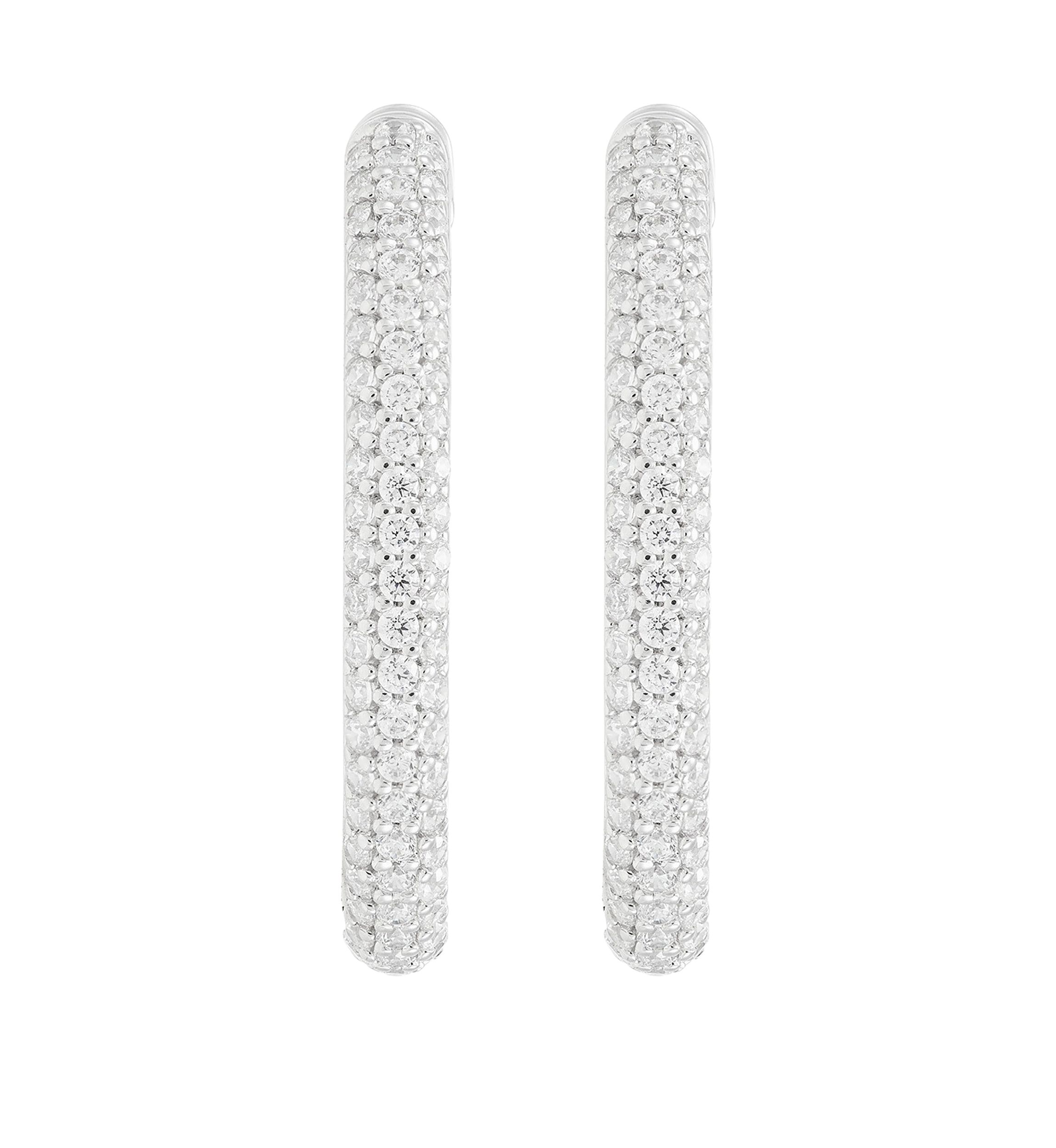 1 ct. t.w. Lab Created Diamond Hoop Earrings in 10K White Gold 