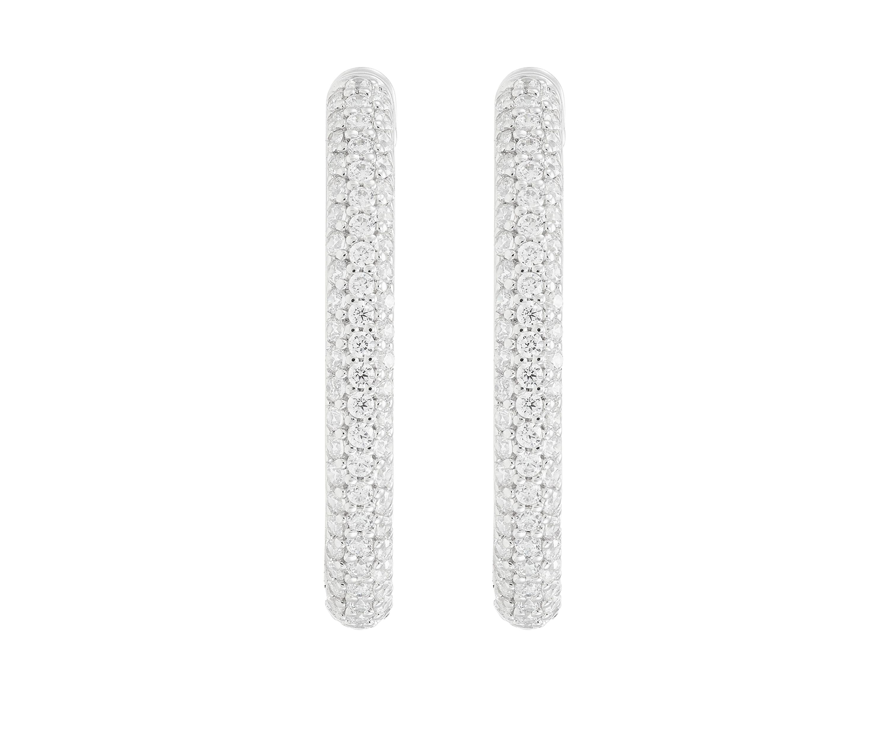 1 ct. t.w. Lab Created Diamond Hoop Earrings in 10K White Gold 