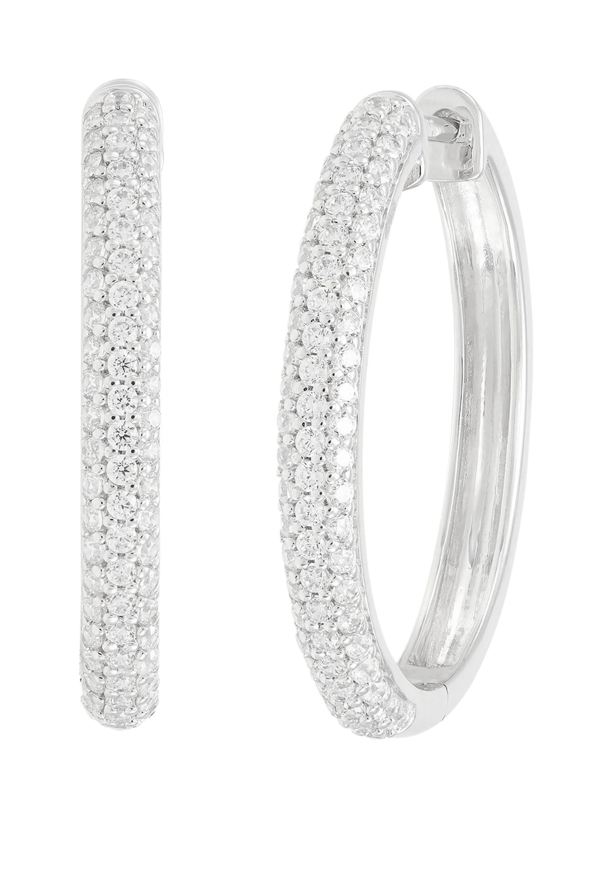1 ct. t.w. Lab Created Diamond Hoop Earrings in 10K White Gold 
