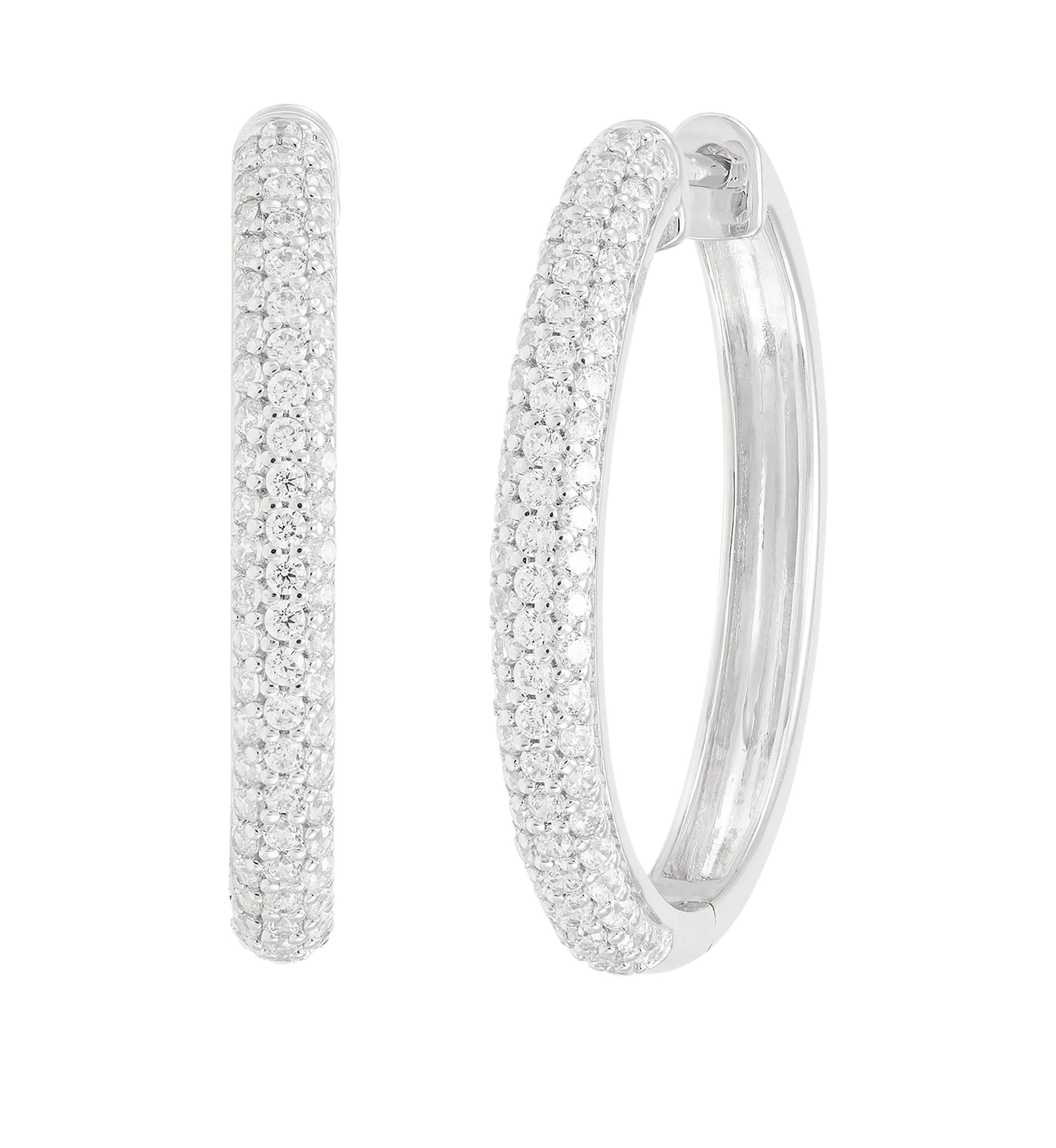 1 ct. t.w. Lab Created Diamond Hoop Earrings in 10K White Gold 