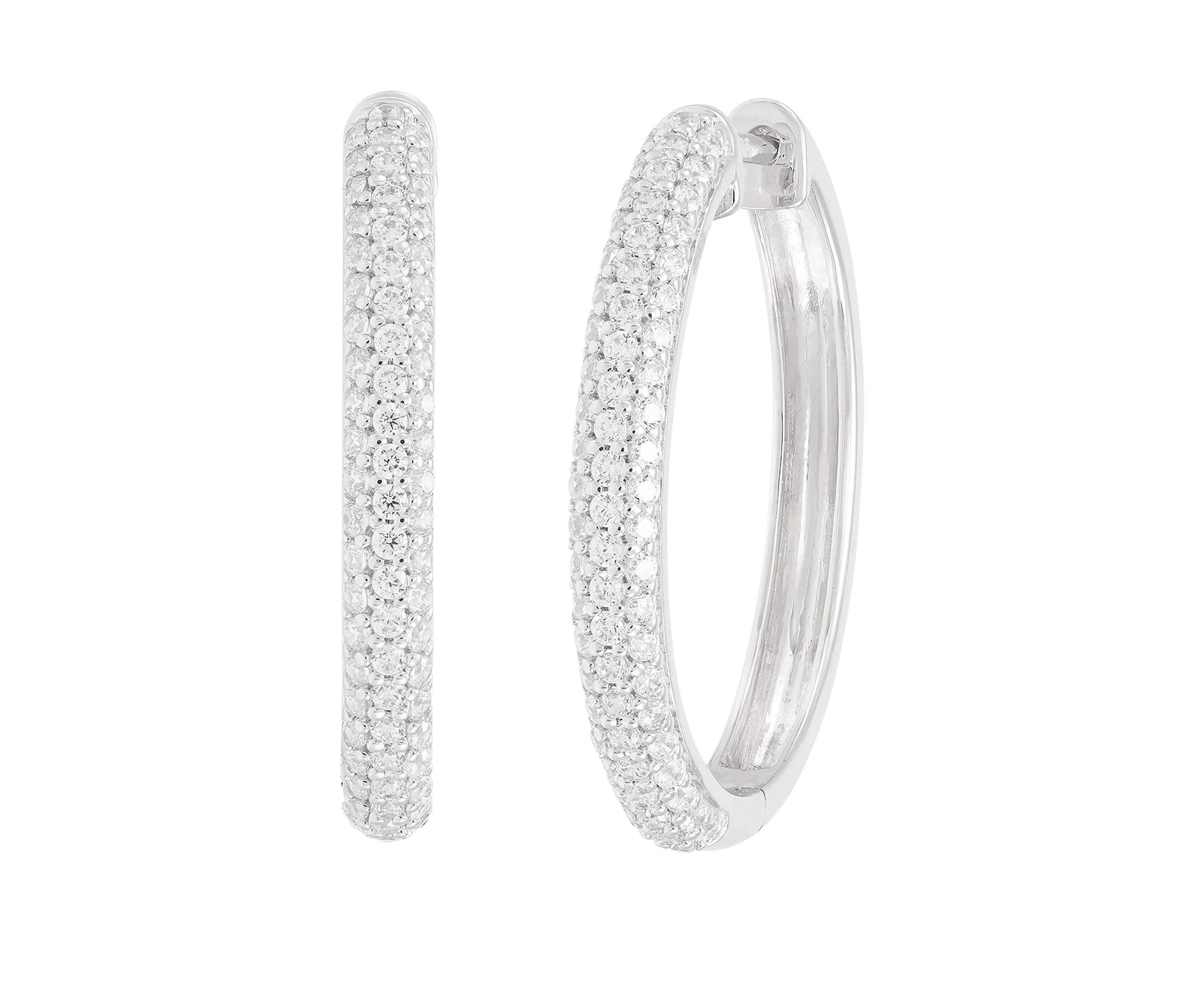 1 ct. t.w. Lab Created Diamond Hoop Earrings in 10K White Gold 