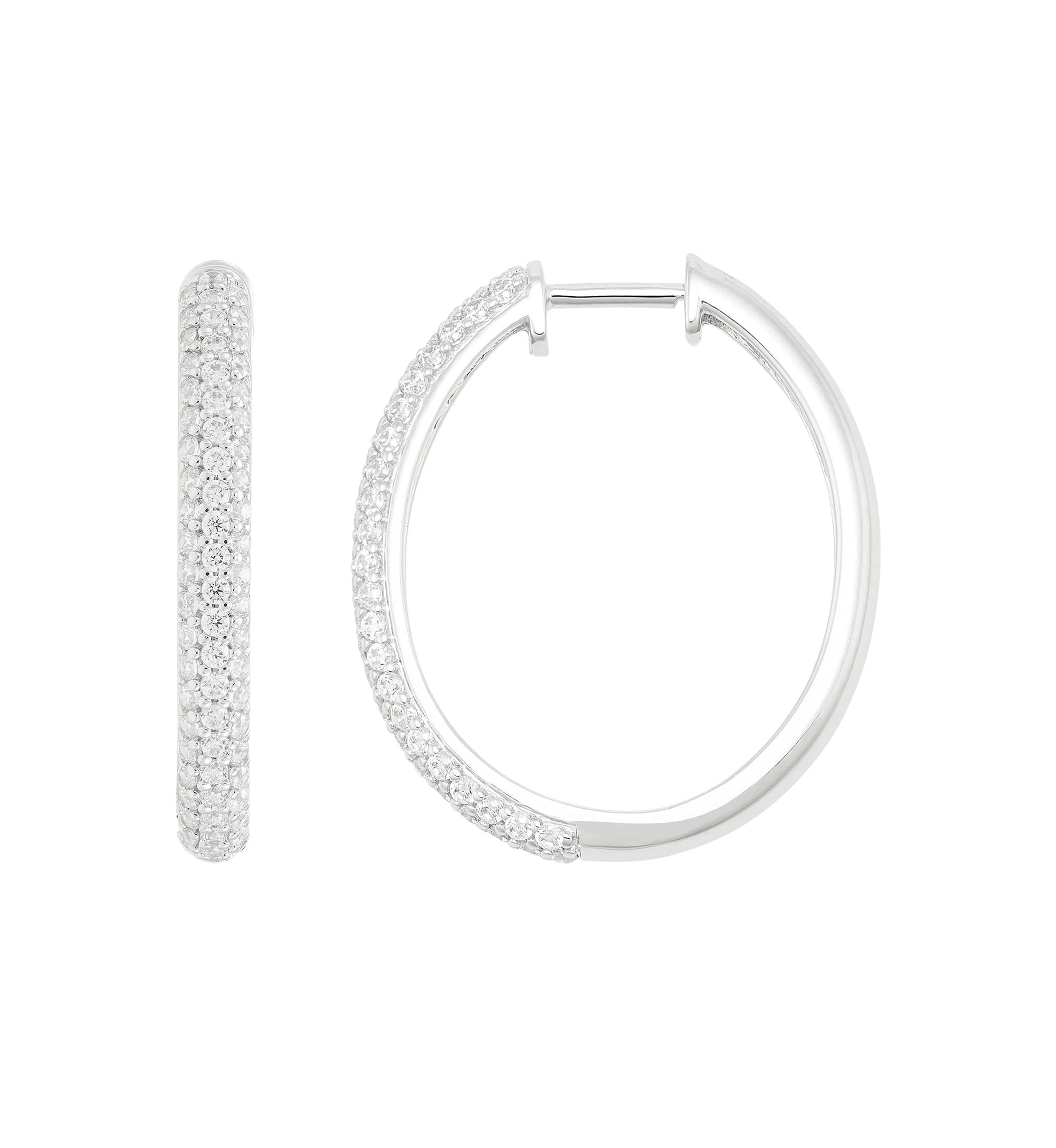1 ct. t.w. Lab Created Diamond Hoop Earrings in 10K White Gold 
