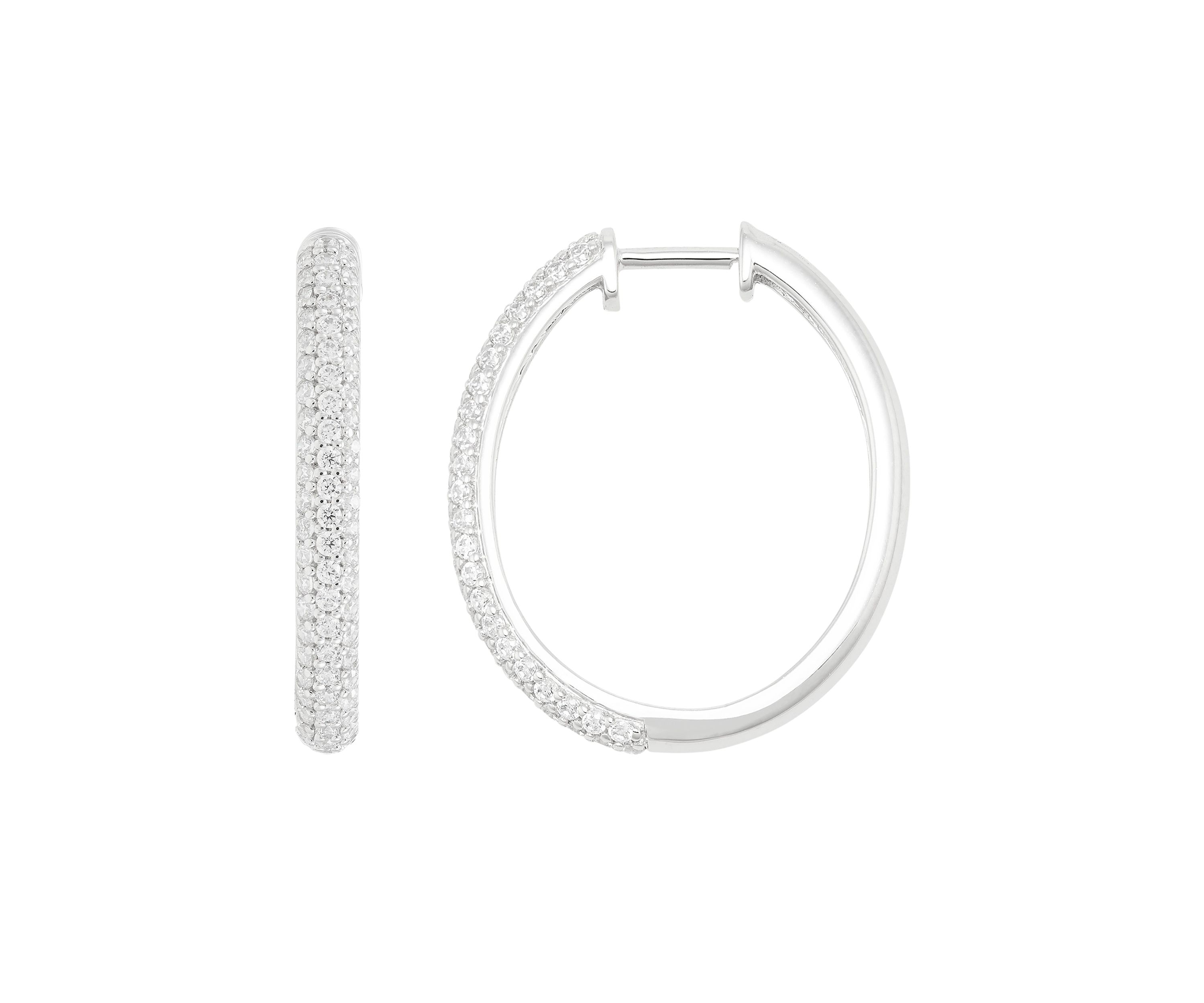 1 ct. t.w. Lab Created Diamond Hoop Earrings in 10K White Gold 